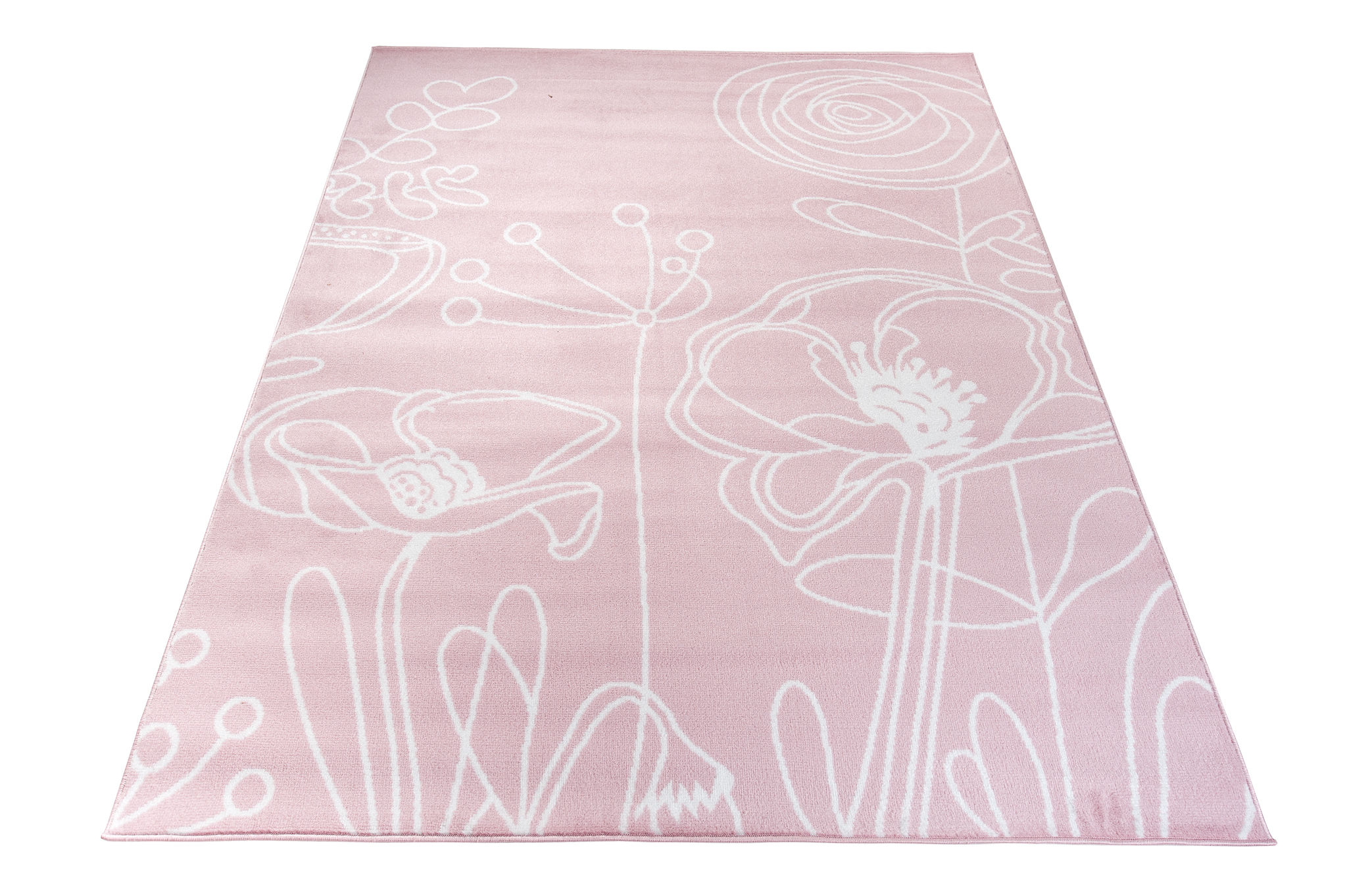 Alfombra infantil rosa blanca mariposas círculos flores estrellas habitación infantil ECOTEX - Imagen 8 de 33