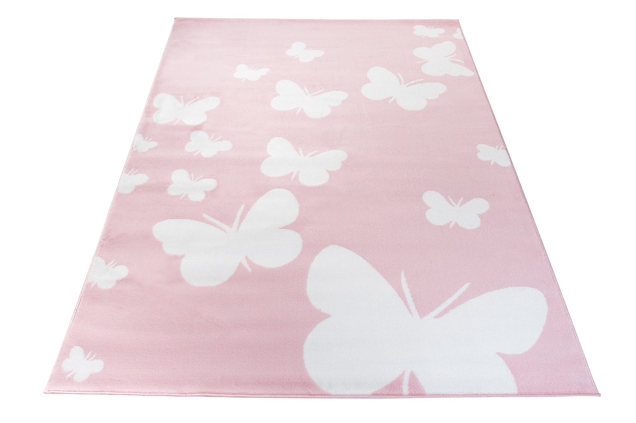 Alfombra infantil rosa blanca mariposas círculos flores estrellas habitación infantil ECOTEX - Imagen 17 de 33