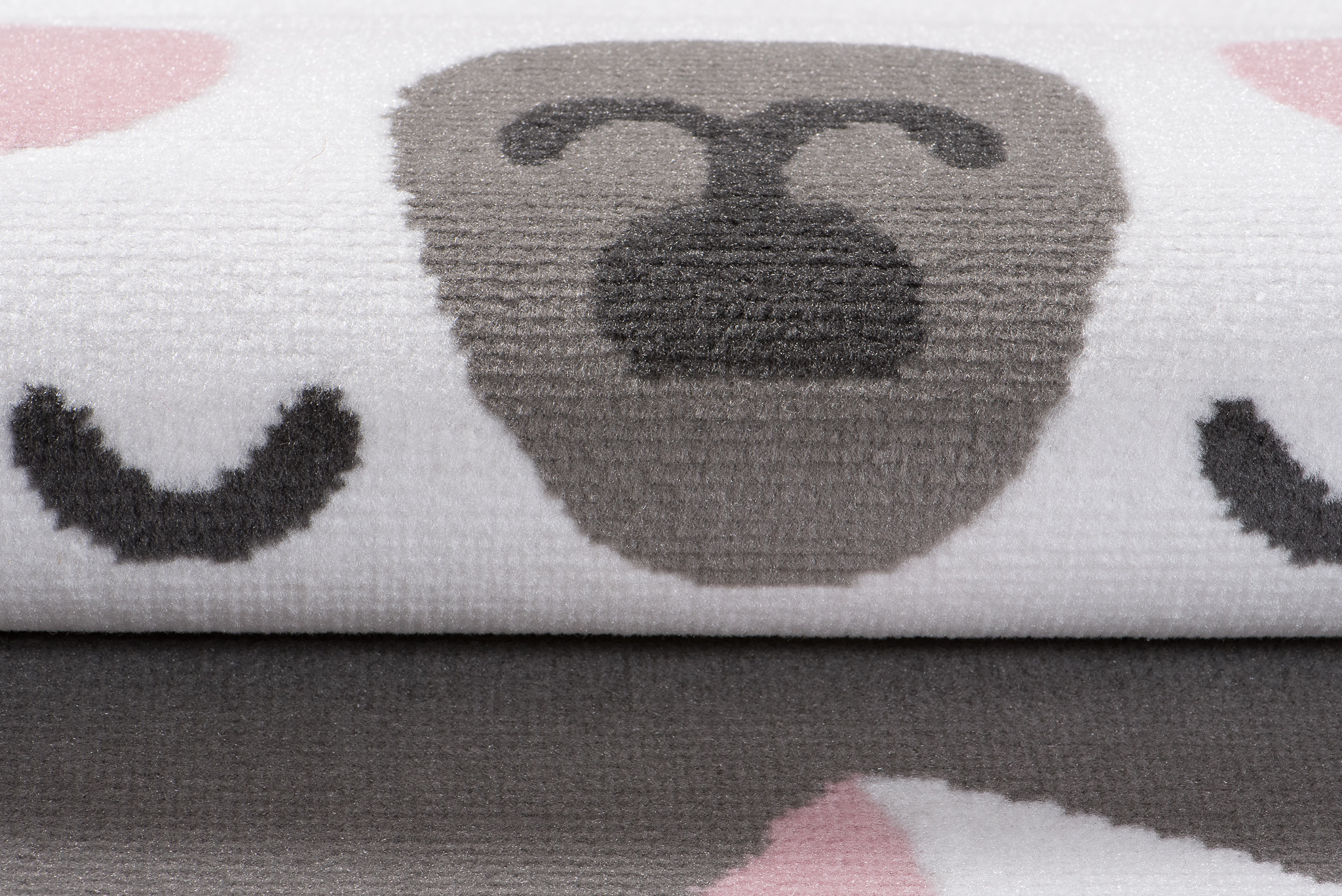 Tappeto bambino panda orso motivo rosa grigio nero animali pelo corto cameretta bambini - Foto 5 di 17