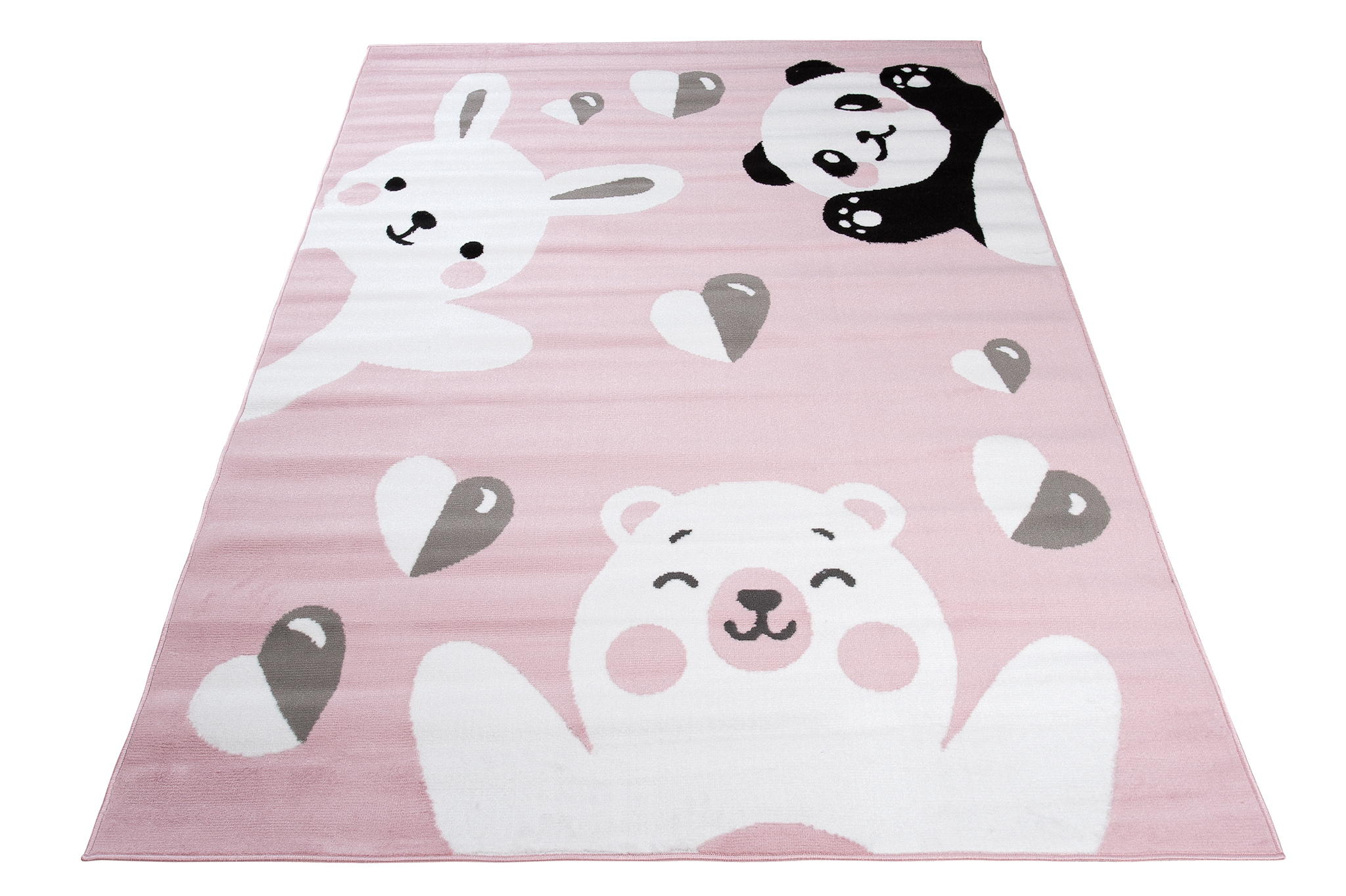 Tappeto bambino panda orso motivo rosa grigio nero animali pelo corto cameretta bambini - Foto 16 di 17