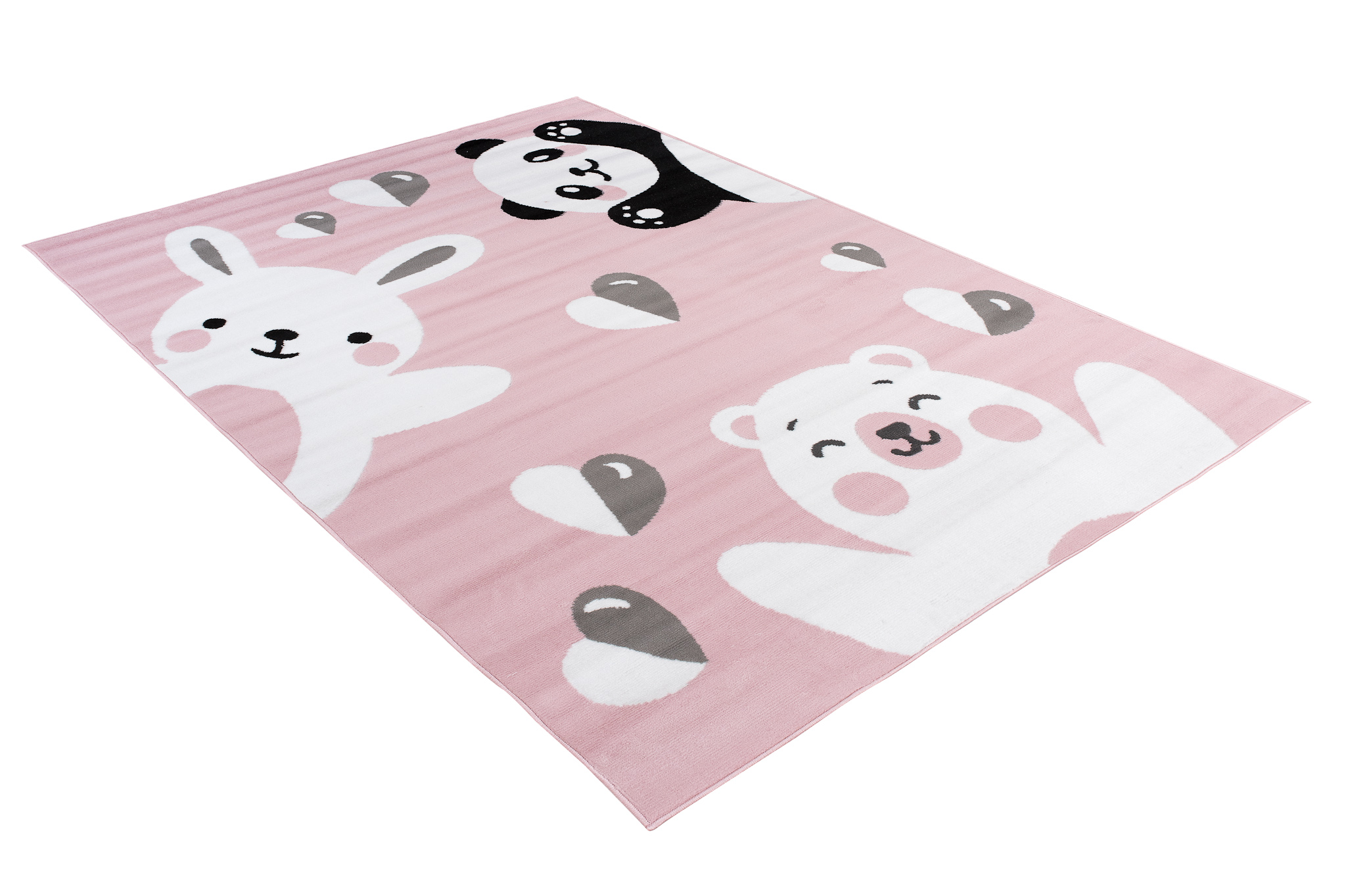 Tappeto bambino panda orso motivo rosa grigio nero animali pelo corto cameretta bambini - Foto 17 di 17