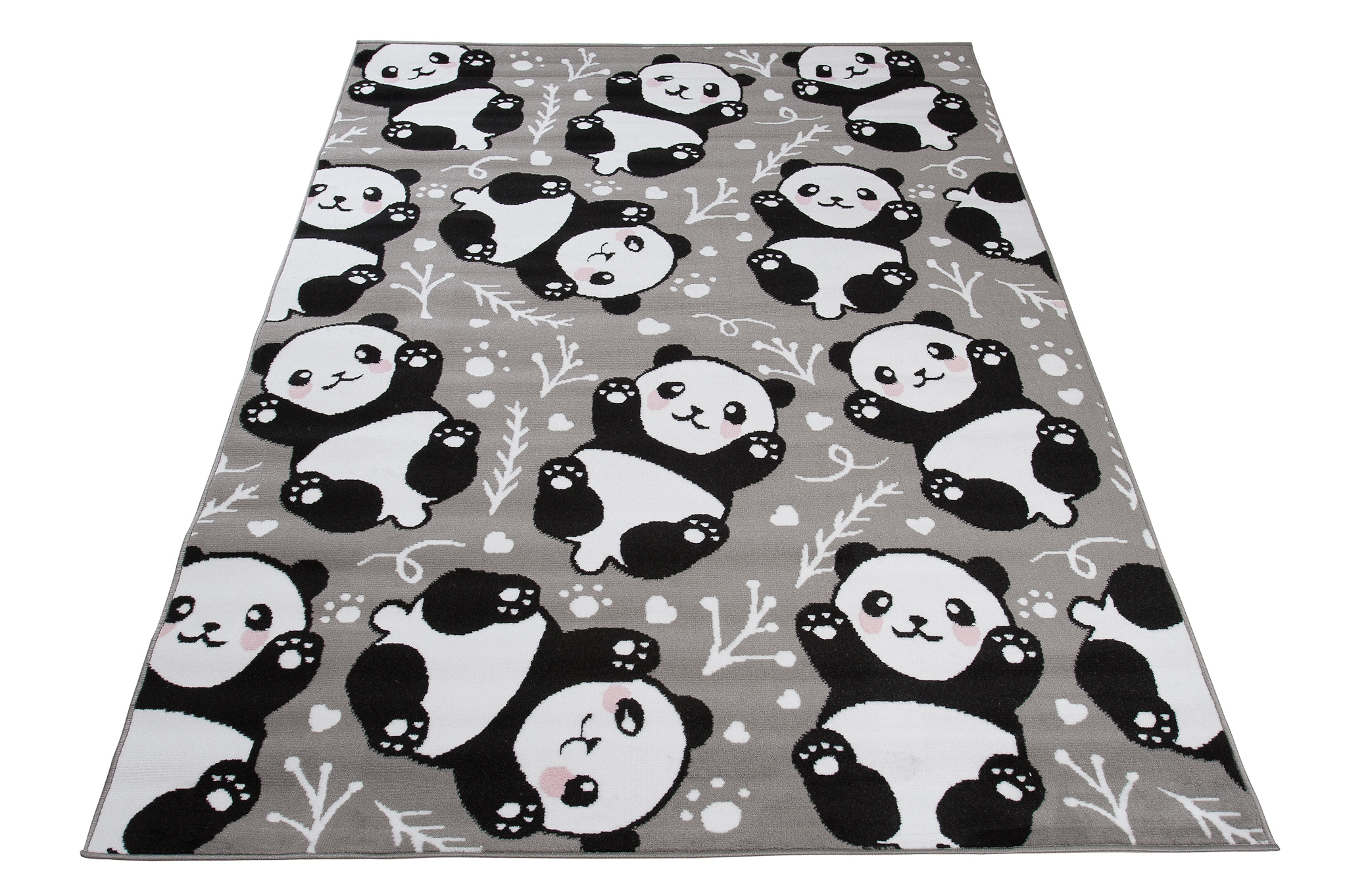 Alfombra infantil de pelo corto rosa gris animales panda habitación infantil fácil de cuidar ECOTEX - Imagen 8 de 17