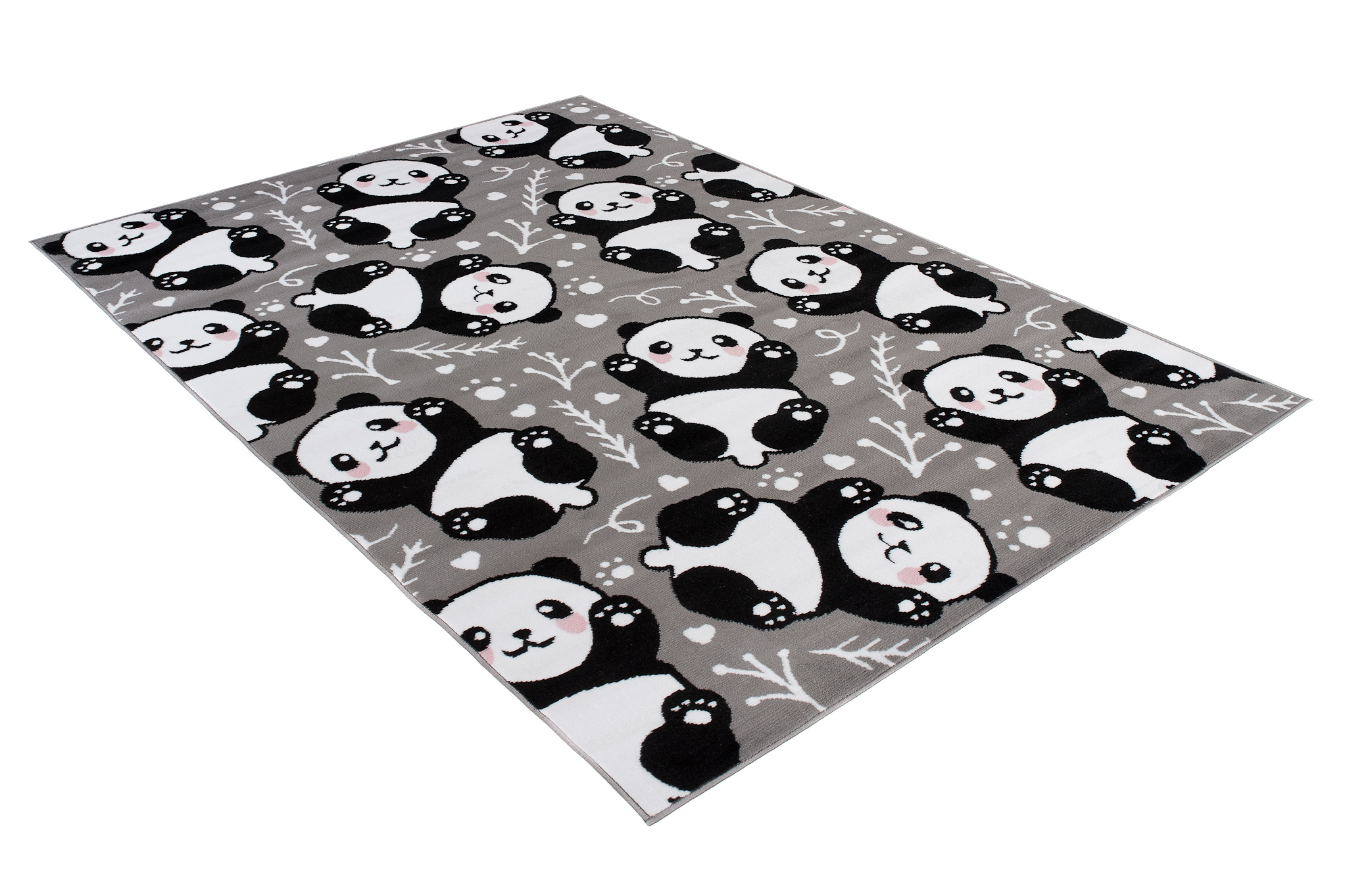 Alfombra infantil de pelo corto rosa gris animales panda habitación infantil fácil de cuidar ECOTEX - Imagen 9 de 17