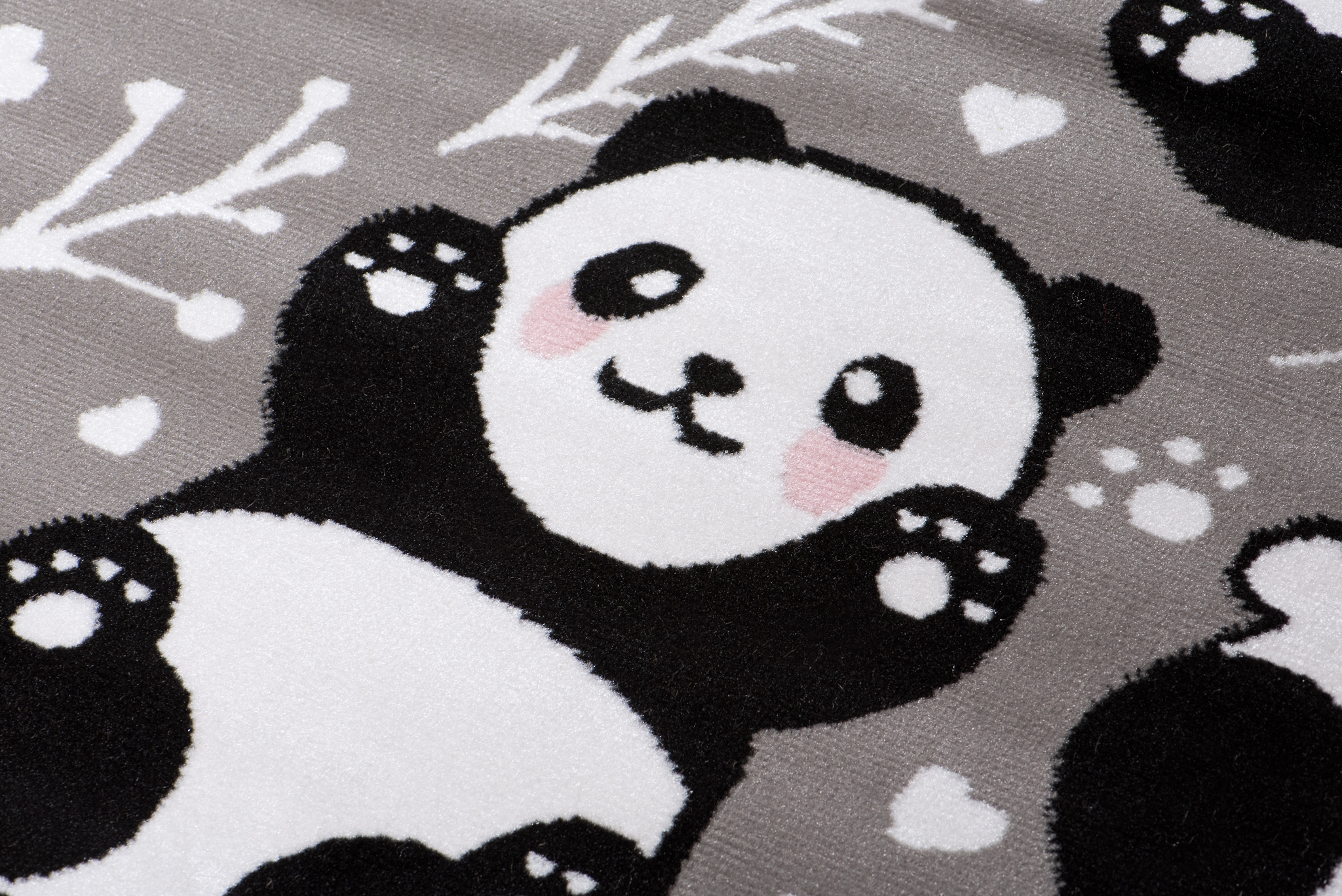 Alfombra infantil de pelo corto rosa gris animales panda habitación infantil fácil de cuidar ECOTEX - Imagen 4 de 17