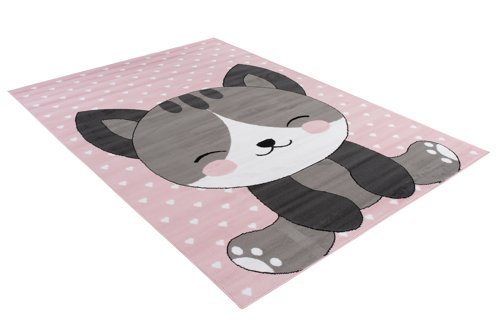 Alfombra infantil patrón de animales de pelo corto oso de peluche gato rosa gris azul sidra - Imagen 17 de 17