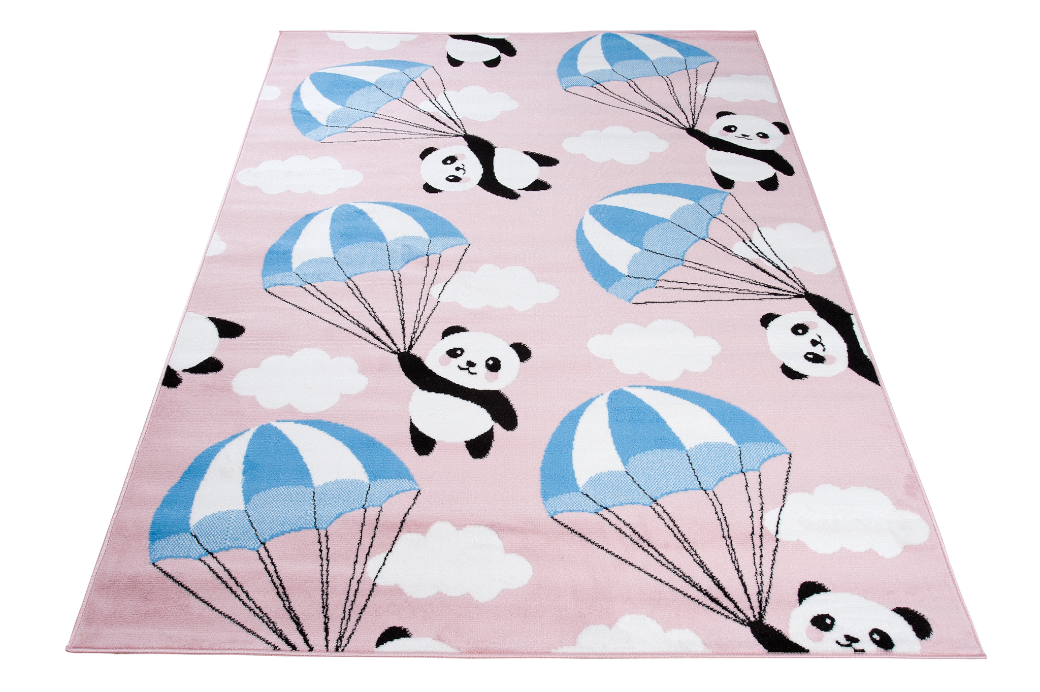 Alfombra infantil de pelo corto rosa gris animales panda habitación infantil fácil de cuidar ECOTEX - Imagen 16 de 17