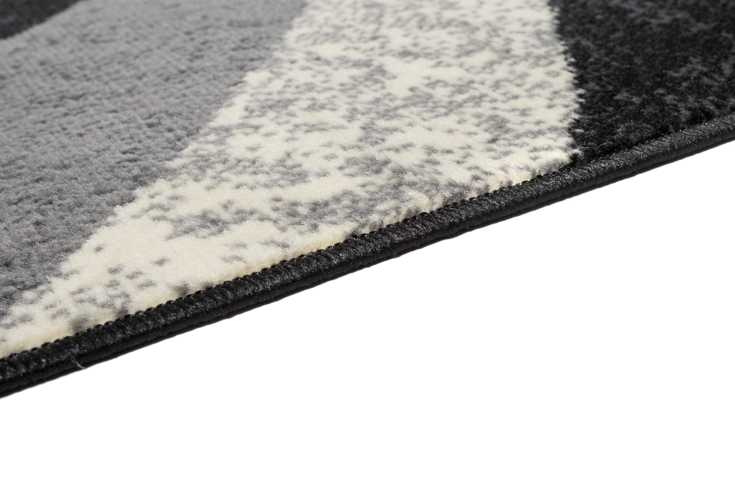 Alfombra moderna de pelo corto negro gris rojo rayas abstractas salón diseño - Imagen 6 de 9