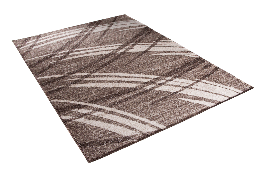 Alfombra de pelo corto moderno marrón patrón geométrico rayas figuras salón - Imagen 29 de 45