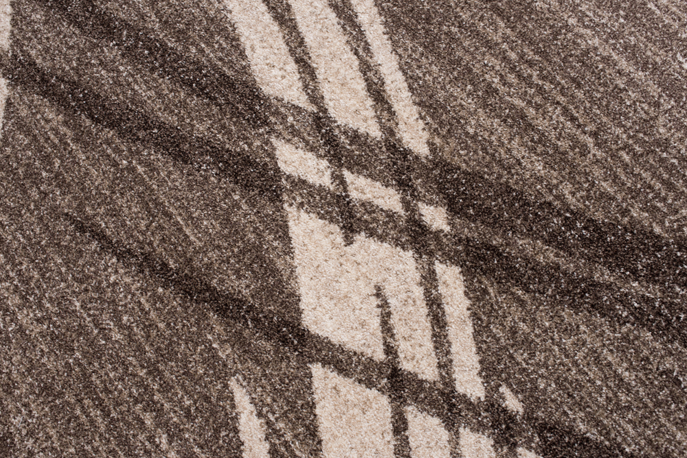 Alfombra de pelo corto moderno marrón patrón geométrico rayas figuras salón - Imagen 25 de 45