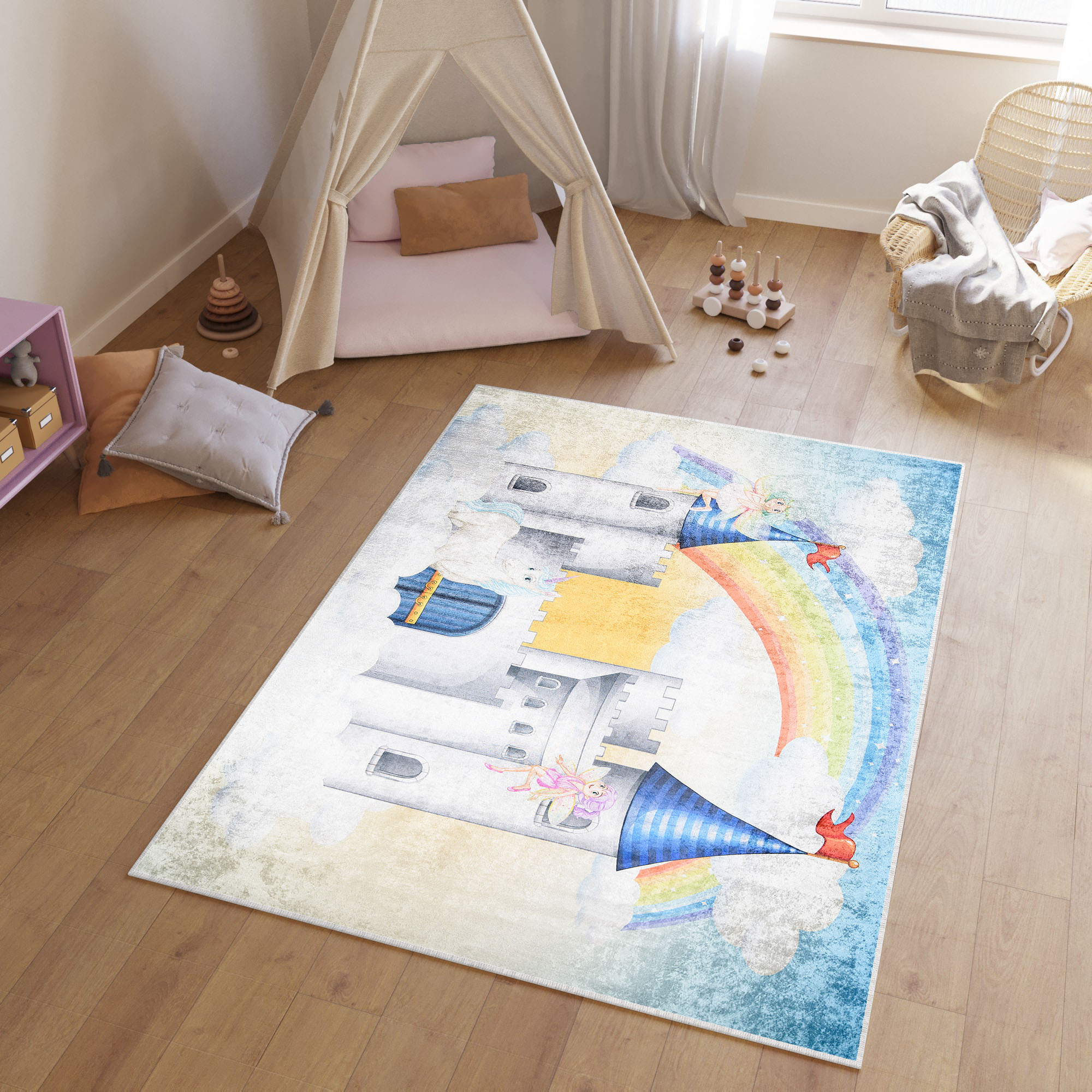 Alfombra infantil habitación infantil cerradura motivo colorido lavable antideslizante colorido - Imagen 2 de 12