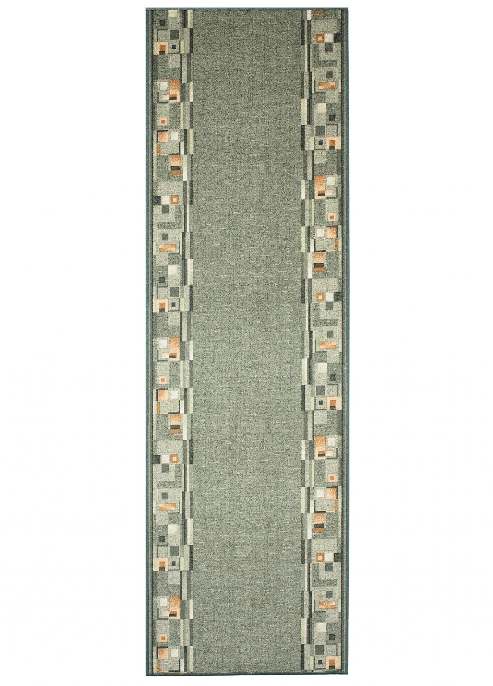 Antirutsch Teppich Läufer Meterware Modern Kurzflor Olivengrün Figuren Flur - Bild 3 von 9