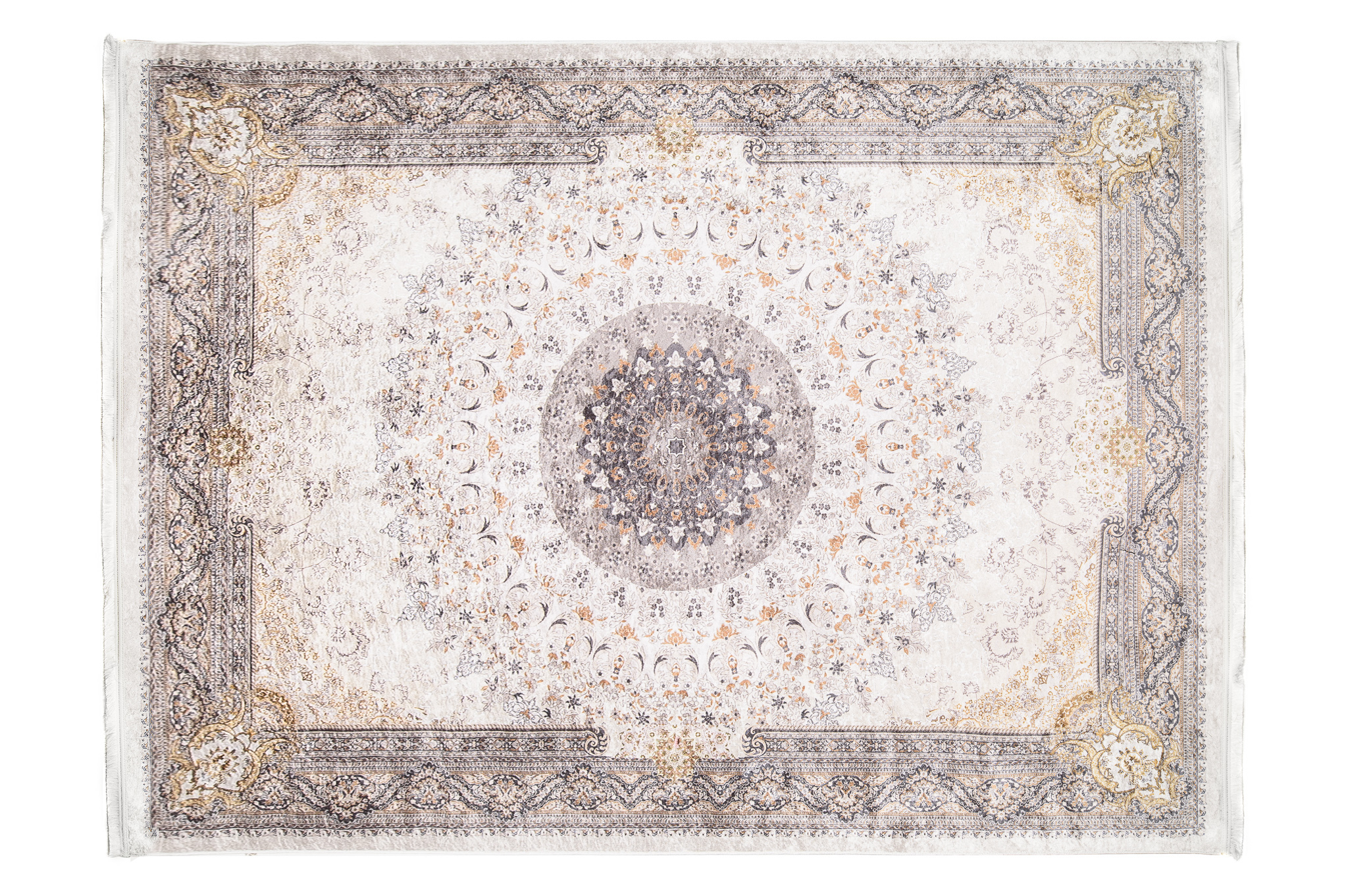 Alfombra clásica salón flecos borde roseta lavable antideslizante - Imagen 13 de 13