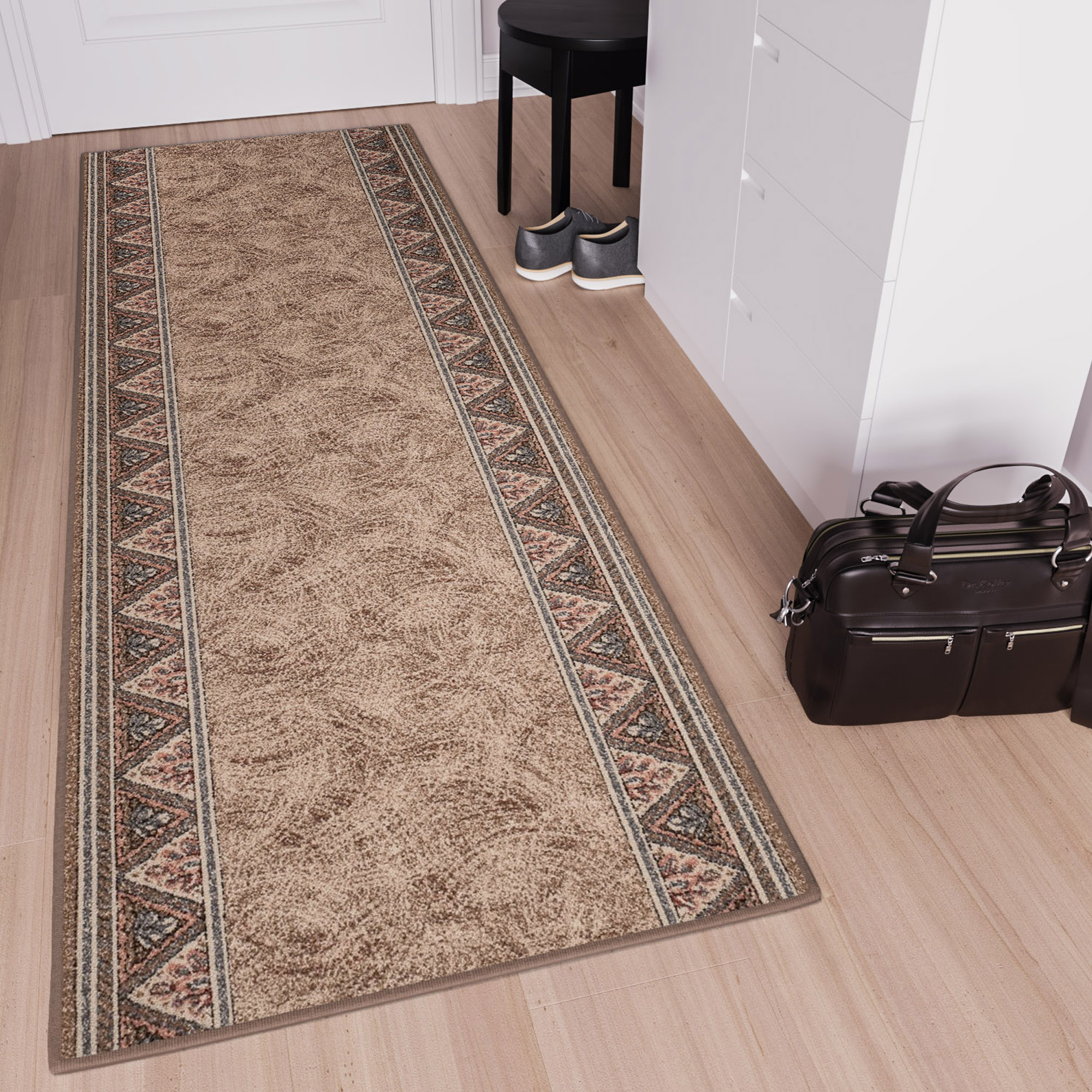 Anti Rutsch Teppich Läufer Rutschfest Braun Meterware Flur Wohnzimmer