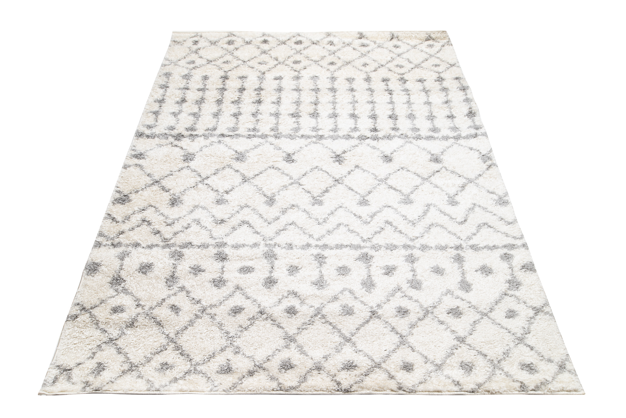 Alfombra peluda flor larga salón dormitorio diseño étnico gris ECOTEX - Imagen 9 de 11