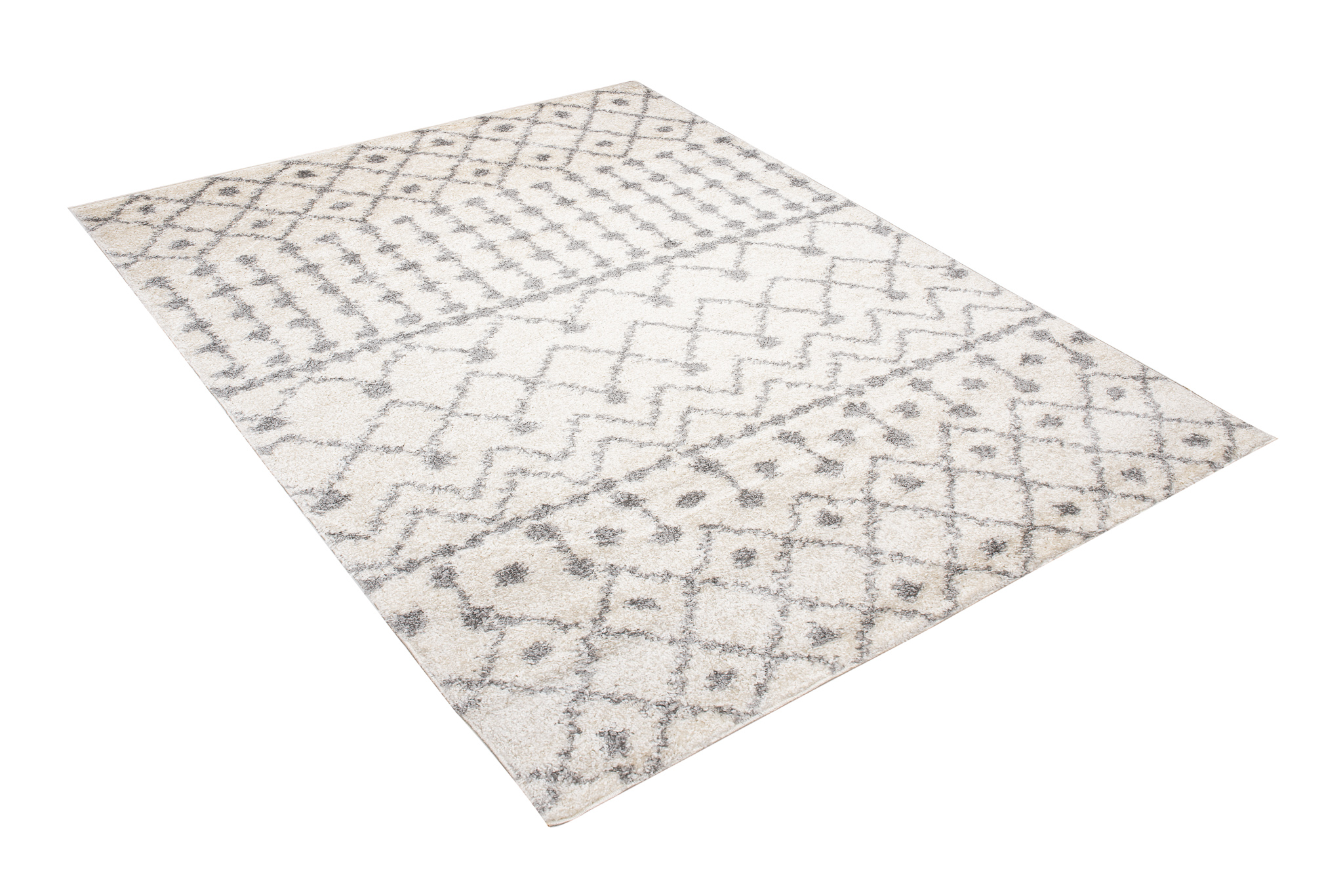 Alfombra peluda flor larga salón dormitorio diseño étnico gris ECOTEX - Imagen 10 de 11