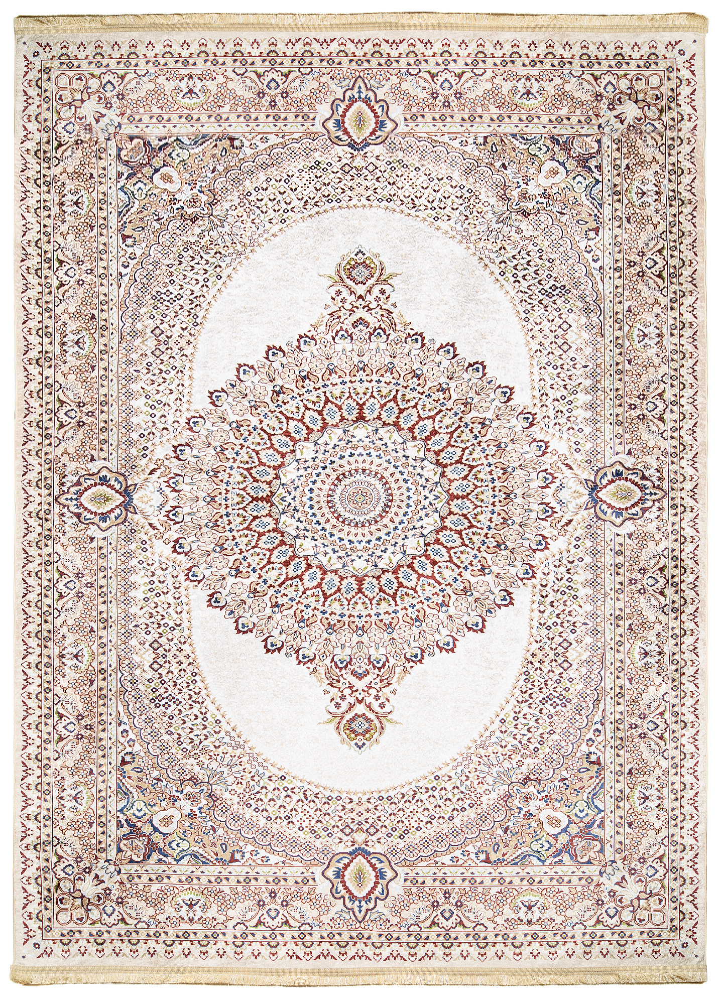 Alfombra clásica flecos estampados borde lavable antideslizante salón - Imagen 3 de 13