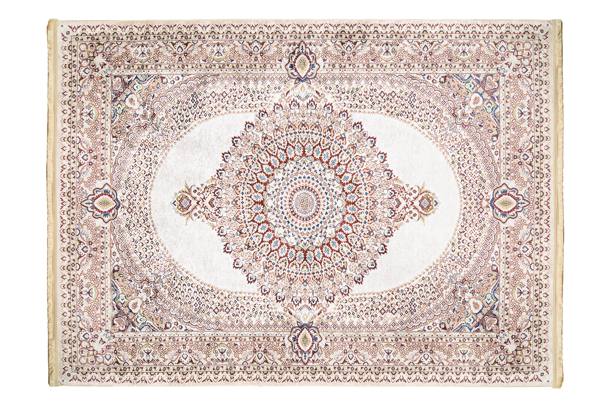 Alfombra clásica flecos estampados borde lavable antideslizante salón - Imagen 13 de 13
