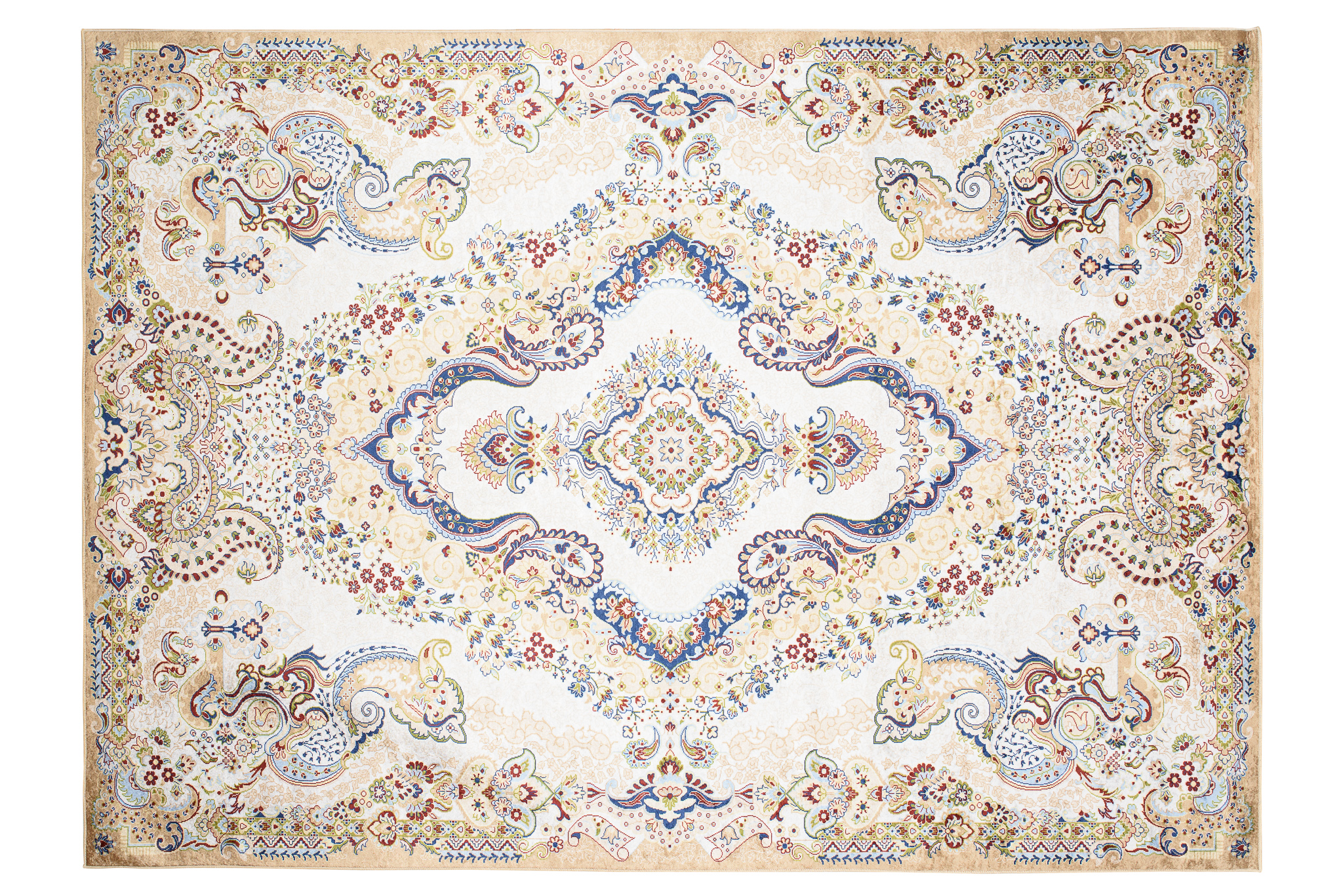 Alfombra clásica salón dormitorio borde patrón floral lavable - Imagen 13 de 13