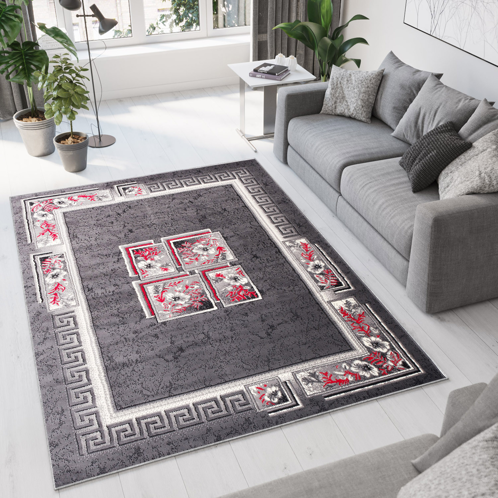 Teppich Kurzflor Modern Orientalisch FloralWohnzimmer Schlafzimmer Design ÖKOTEX 