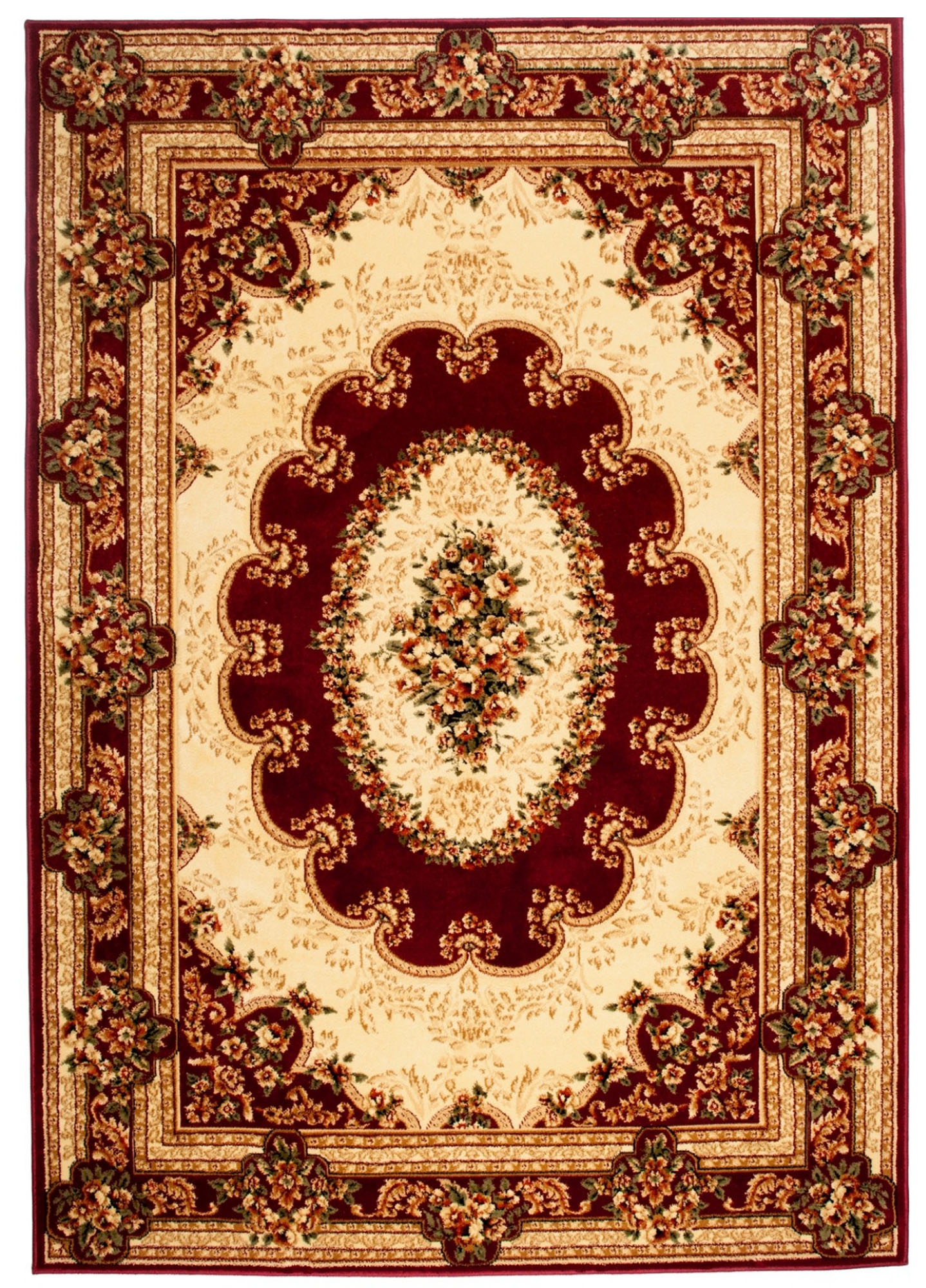 Alfombra clásica sala de estar de pelo corto patrón medallón marrón beige crema ECOTEX - Imagen 22 de 26