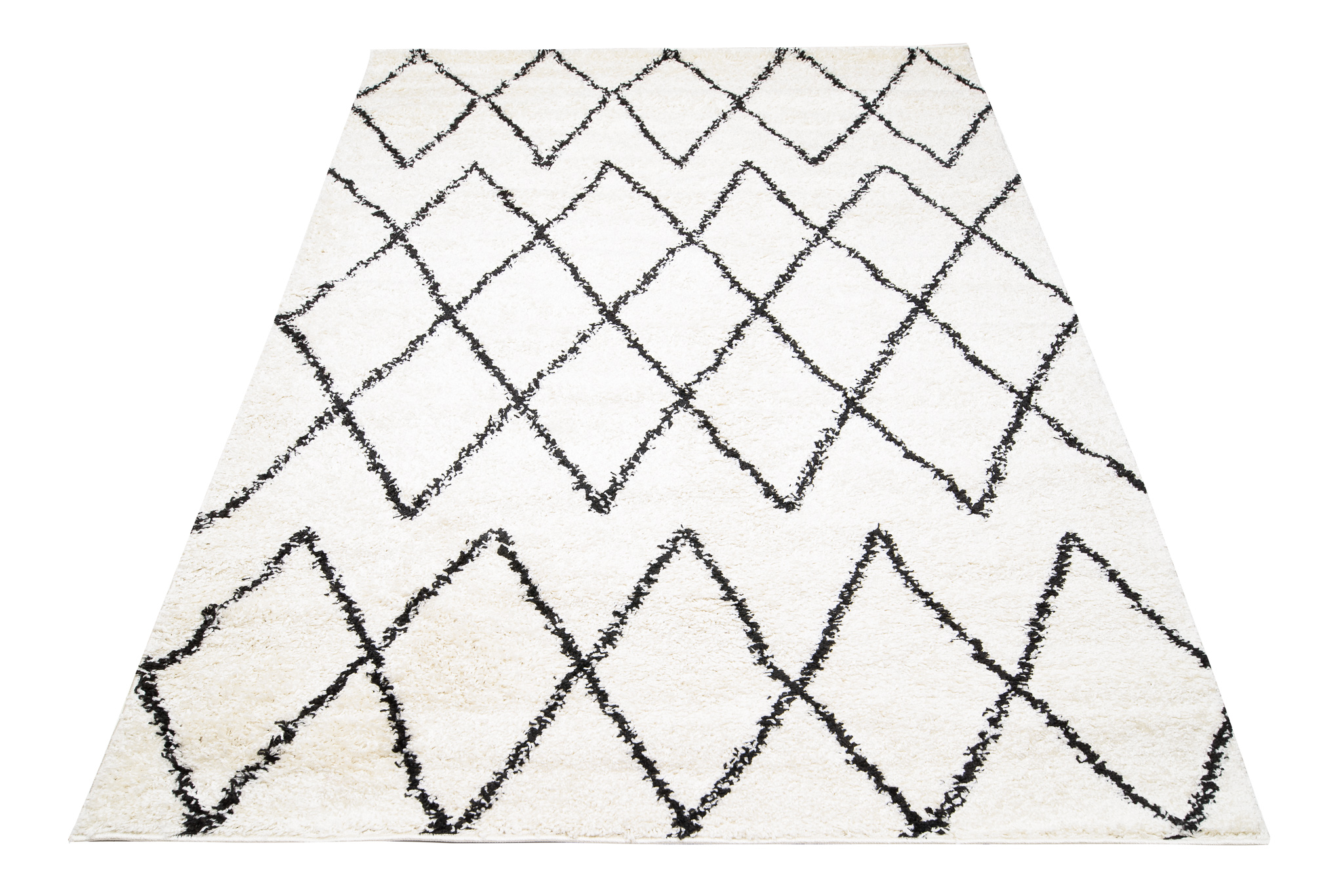 Alfombra peluda de piso alto moderna patrón zigzag sala de estar dormitorio ECOTEX - Imagen 9 de 11