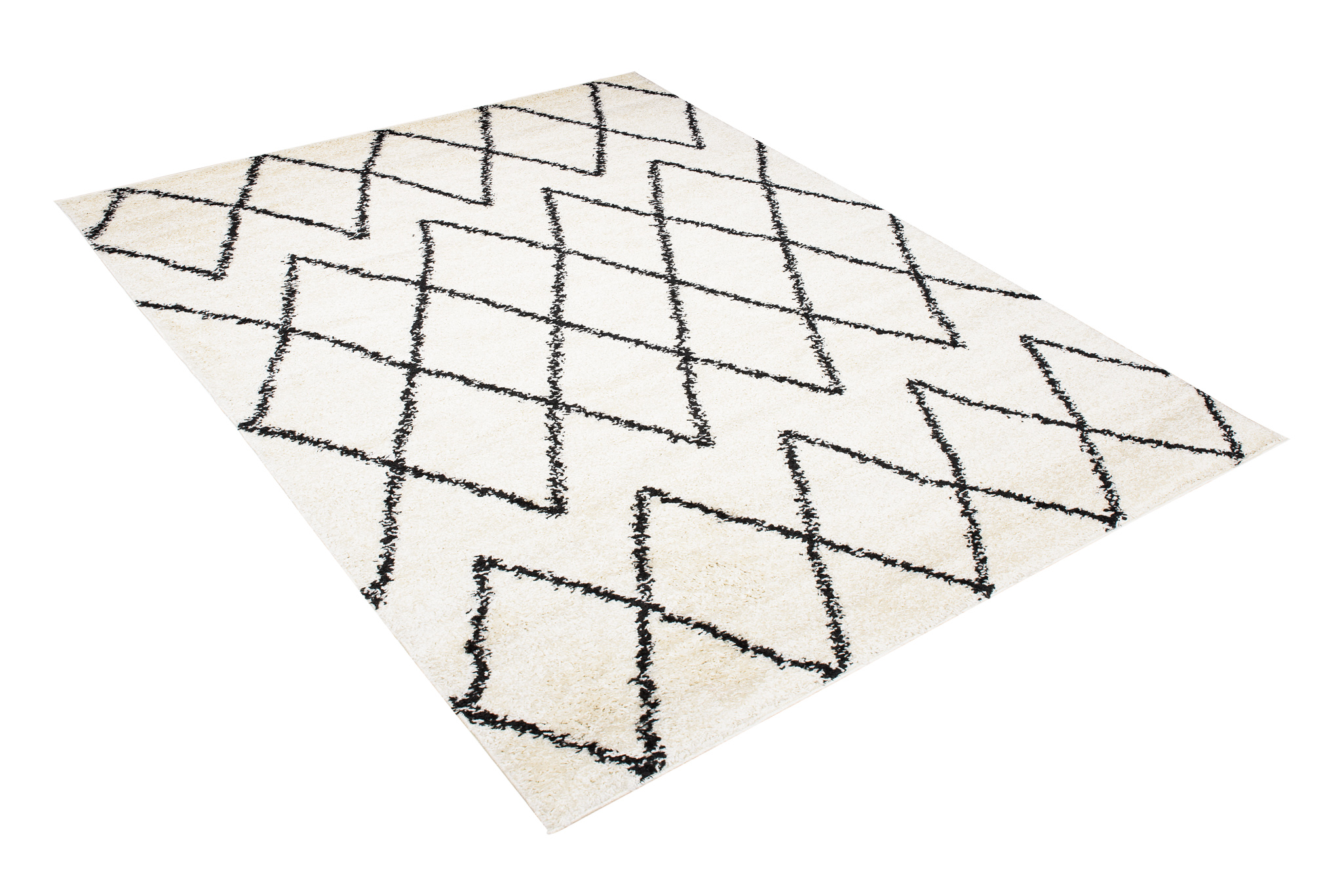 Alfombra peluda de piso alto moderna patrón zigzag sala de estar dormitorio ECOTEX - Imagen 10 de 11