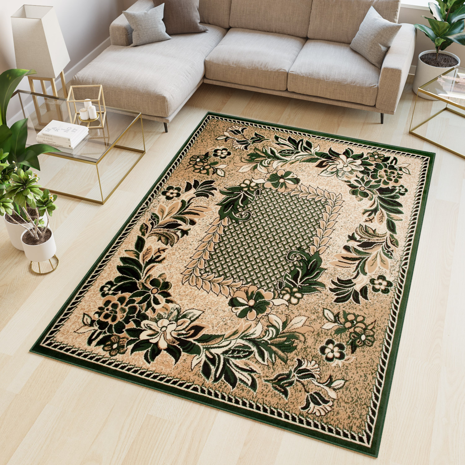 Alfombra de pelo corto moderno patrón floral multicolor salón dormitorio ECOTEX - Imagen 9 de 43
