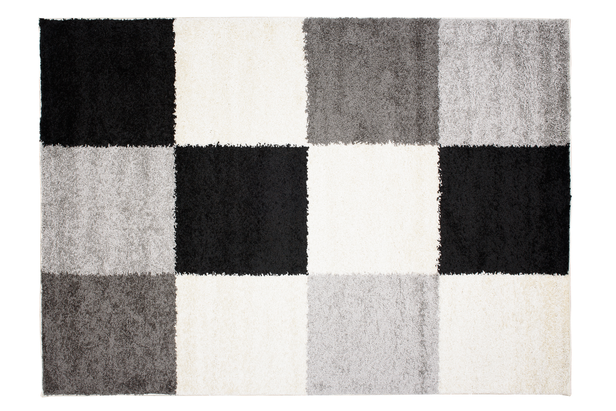 Alfombra peluda moderna tabla de ajedrez de pelo largo alfombra de flor larga gris negro ECOTEX - Imagen 11 de 11