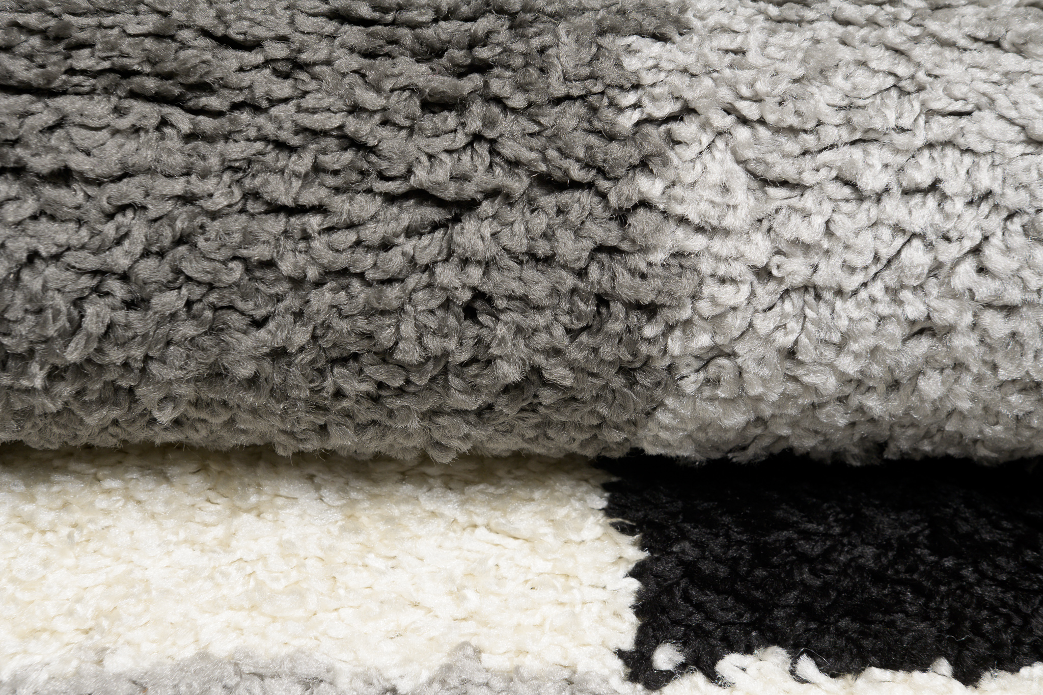 Alfombra peluda moderna tabla de ajedrez de pelo largo alfombra de flor larga gris negro ECOTEX - Imagen 7 de 11