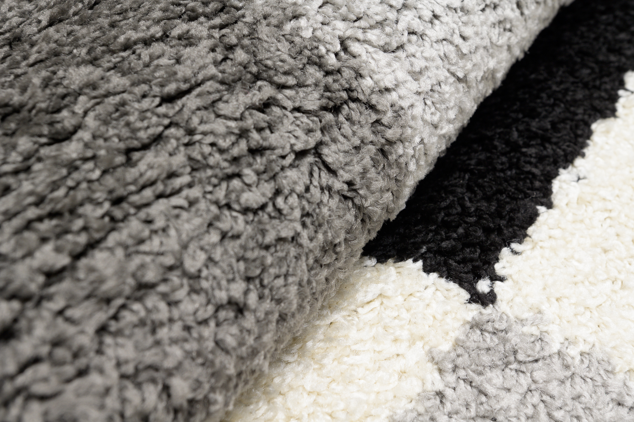 Alfombra peluda moderna tabla de ajedrez de pelo largo alfombra de flor larga gris negro ECOTEX - Imagen 8 de 11