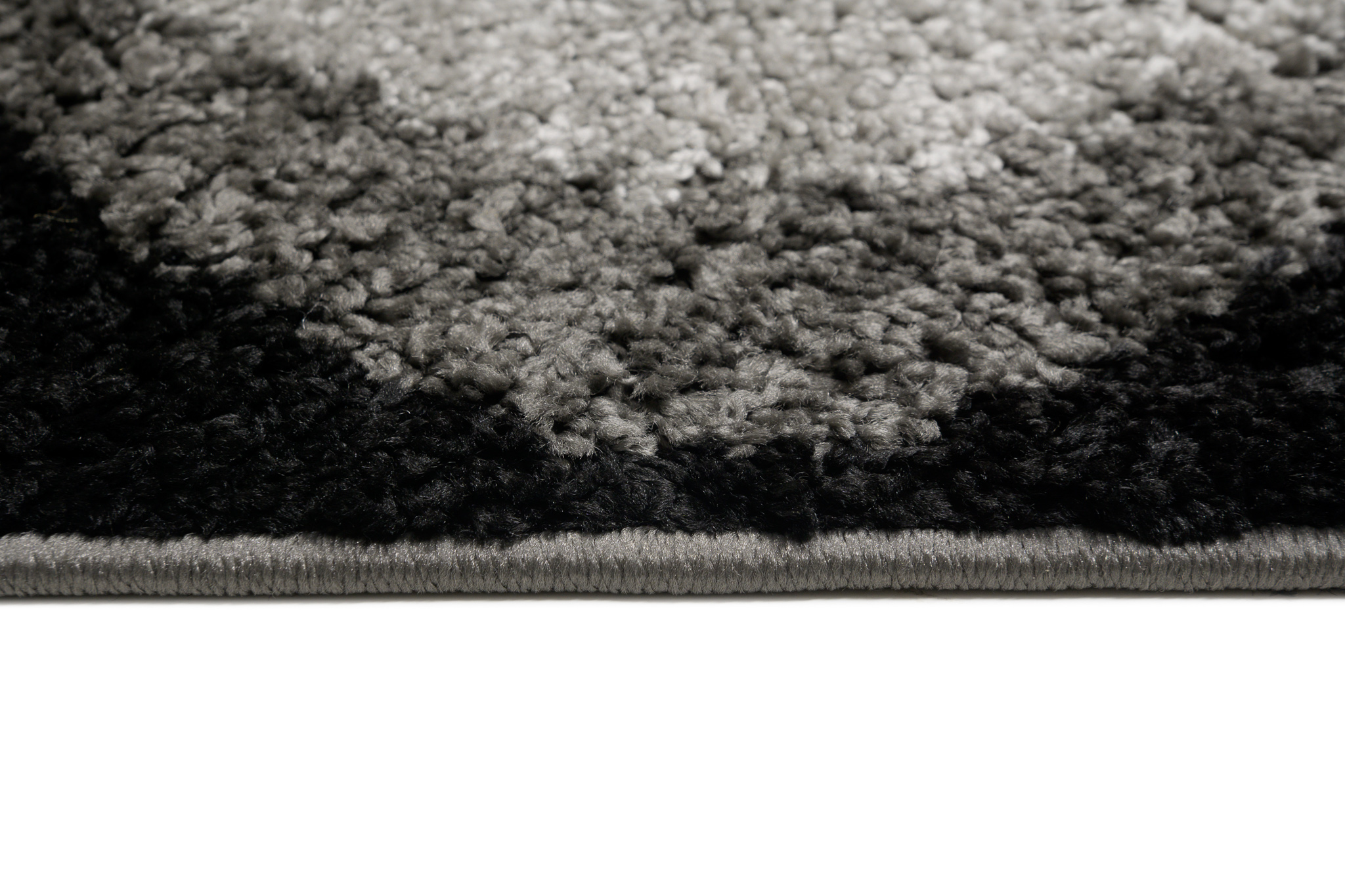 Alfombra de flor larga peluda abstracta gris negro ondas patrón salón ECOTEX - Imagen 16 de 21