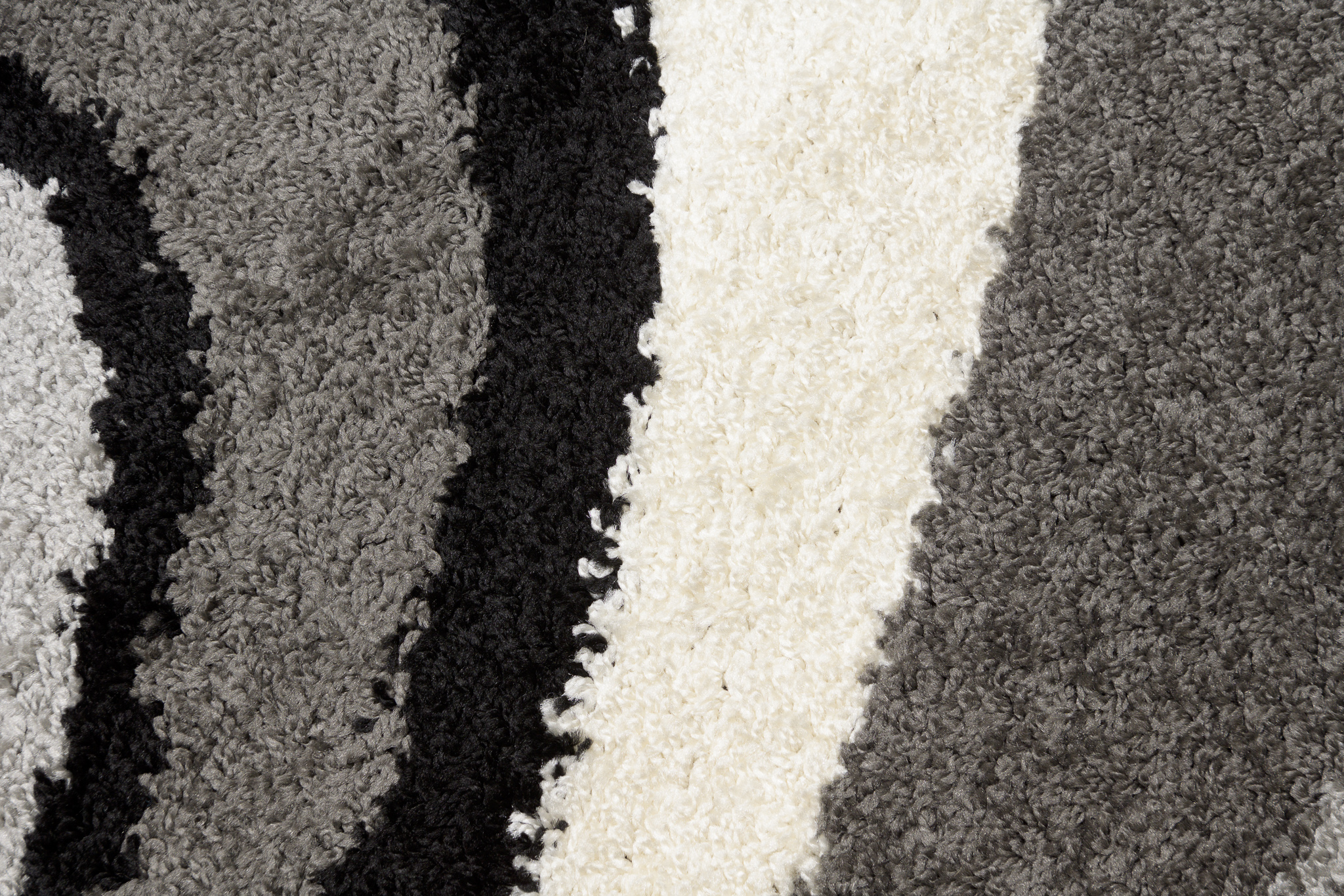 Alfombra de flor larga peluda abstracta gris negro ondas patrón salón ECOTEX - Imagen 14 de 21