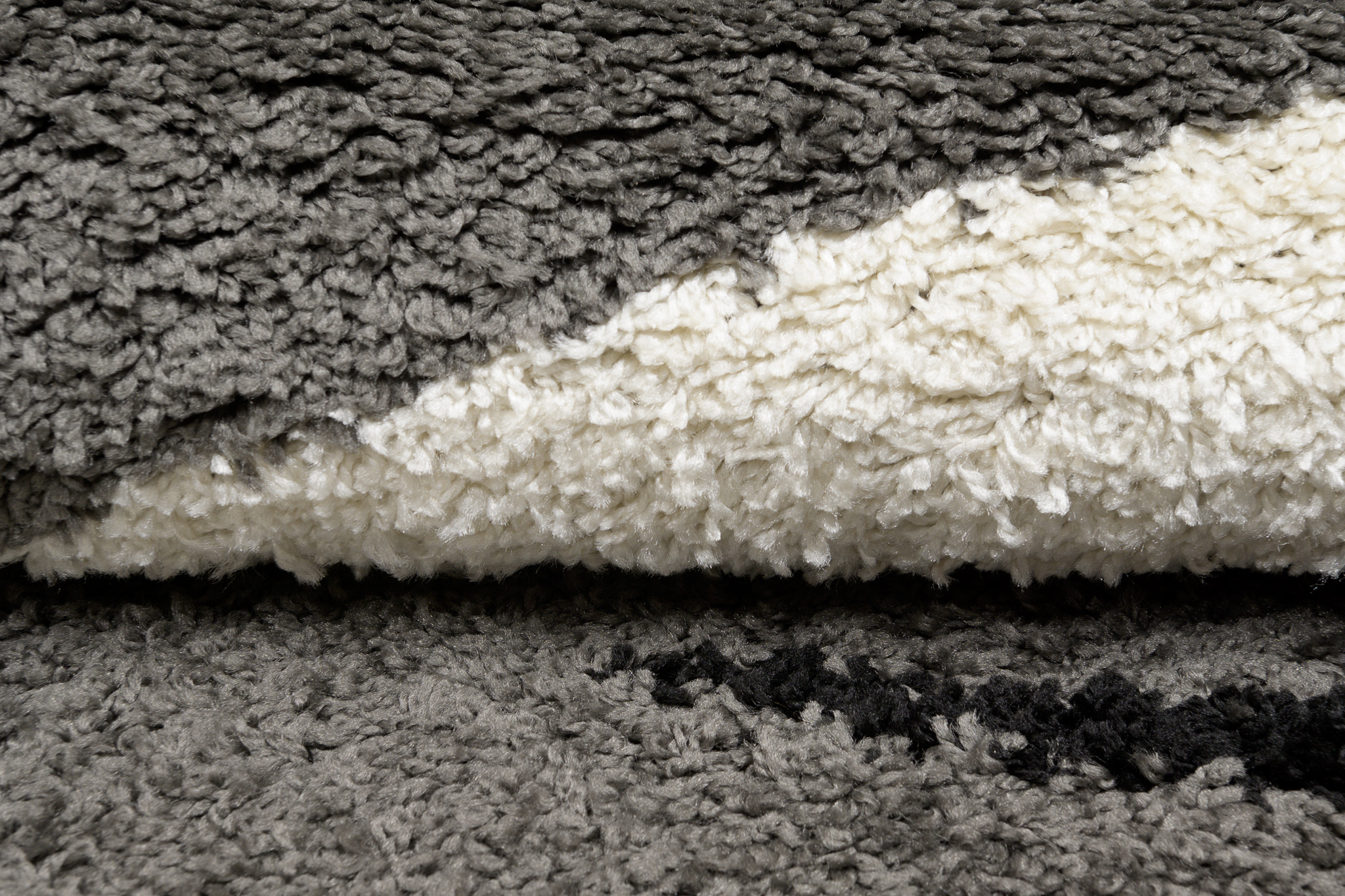Alfombra de flor larga peluda abstracta gris negro ondas patrón salón ECOTEX - Imagen 17 de 21