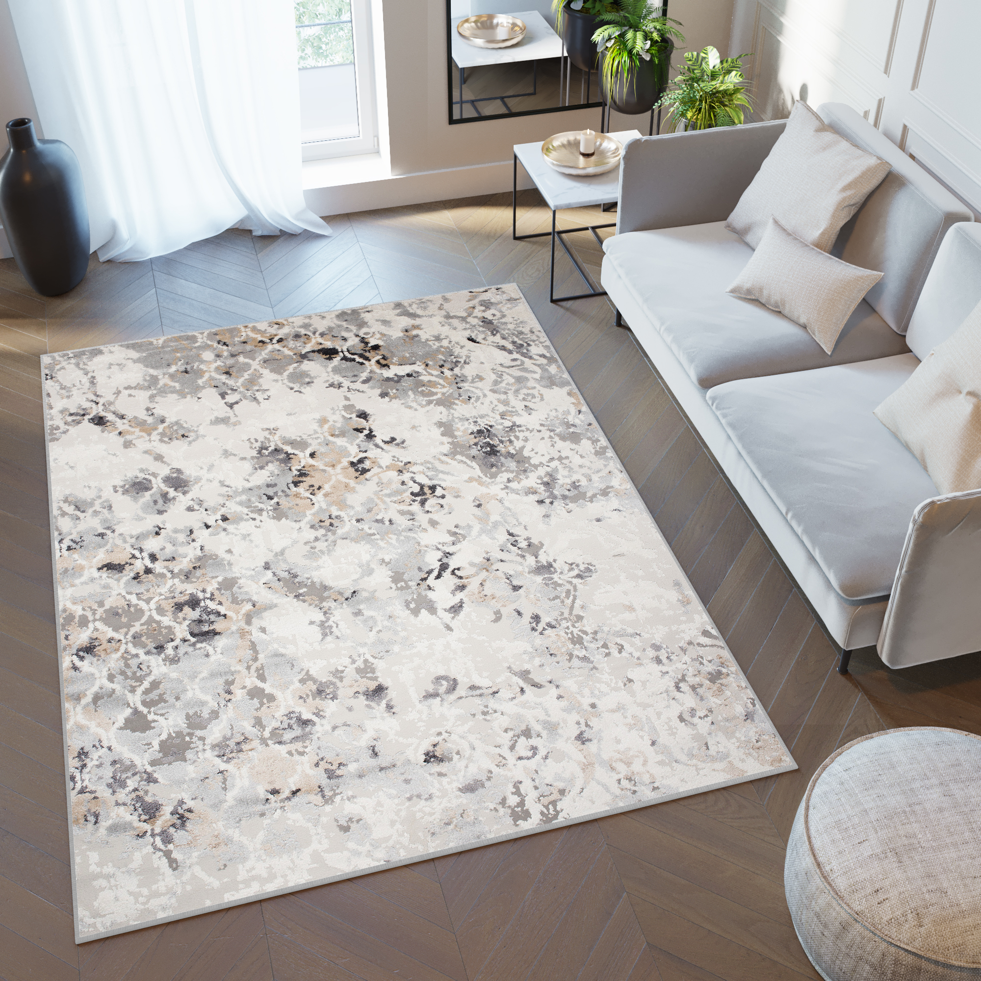 eBay Kurzflor Marrokanisch Wohnzimmer Grau Teppich Trellis | Beige Muster Schlafzimmer