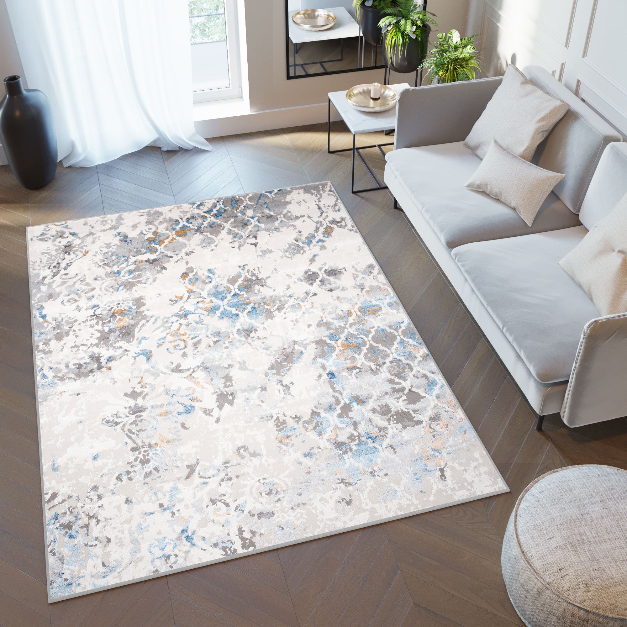 Teppich Kurzflor Grau Beige Trellis Muster Marrokanisch Wohnzimmer  Schlafzimmer | eBay
