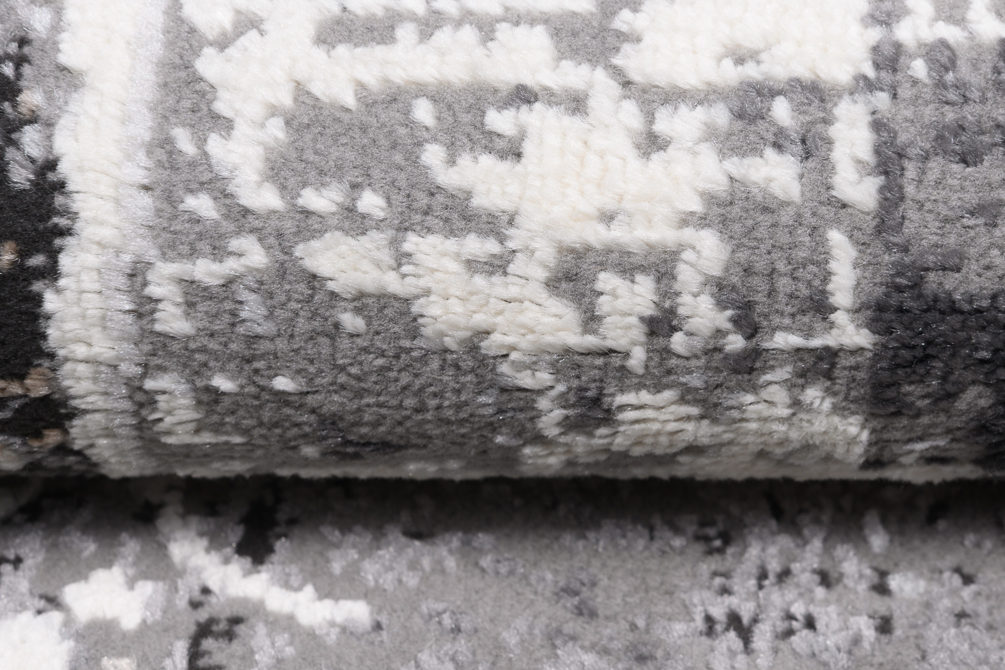 Teppich Kurzflor Grau Weiß Blau Vintage Blumen Meliert Verwischt Wohnzimmer - Bild 7 von 32