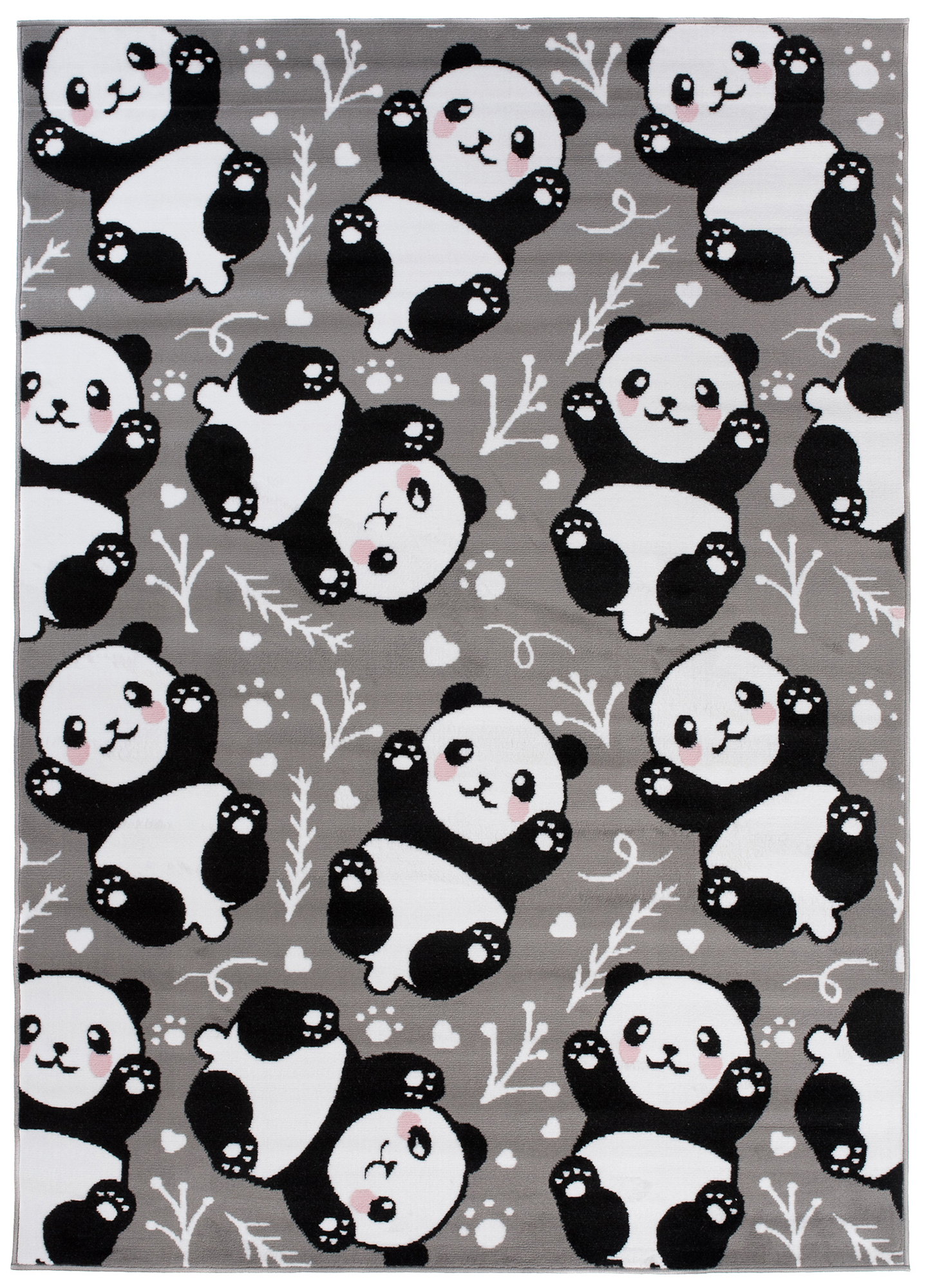 Alfombra infantil de pelo corto rosa gris animales panda habitación infantil fácil de cuidar ECOTEX - Imagen 3 de 17