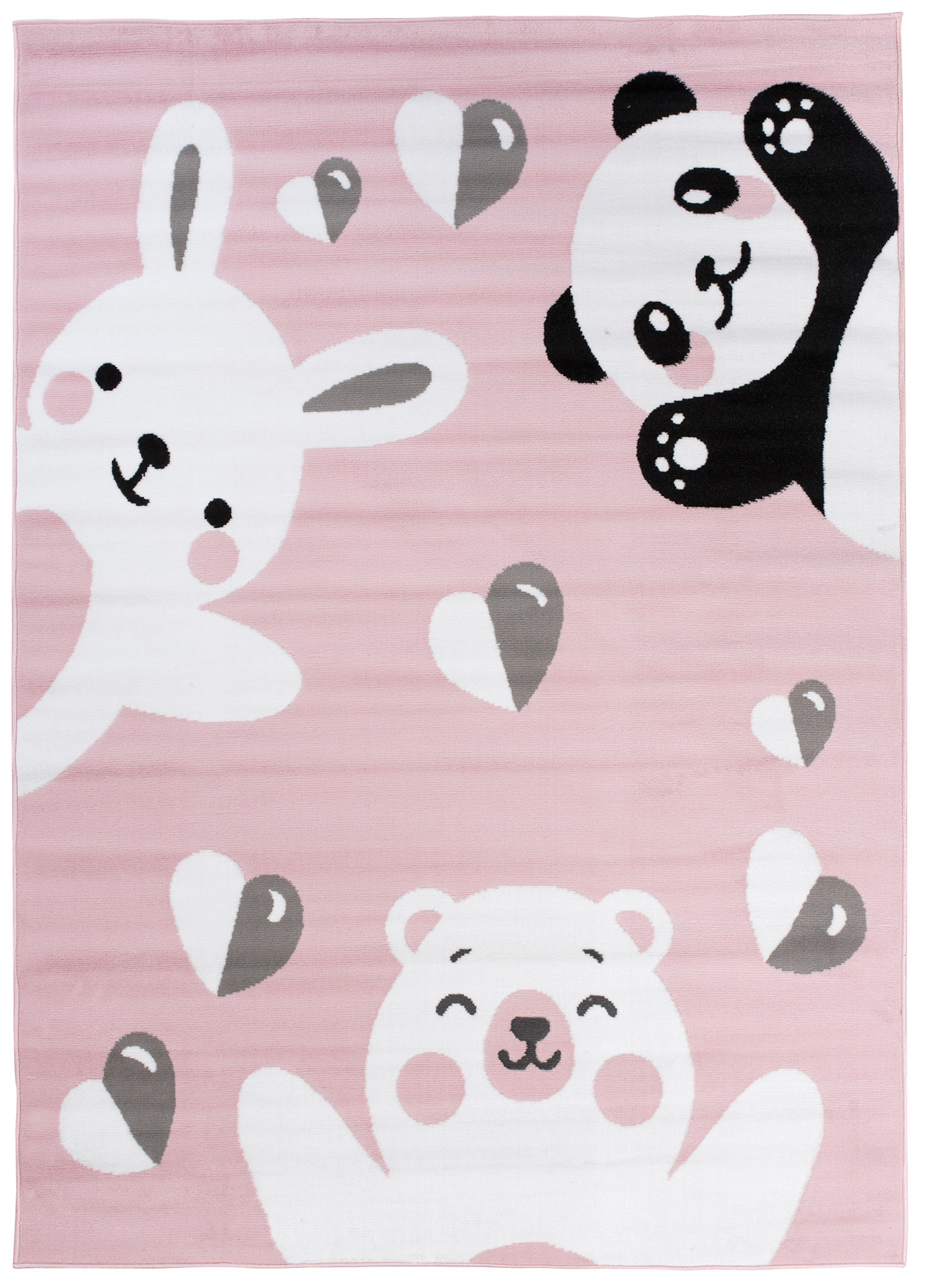 Tappeto bambino panda orso motivo rosa grigio nero animali pelo corto cameretta bambini - Foto 11 di 17
