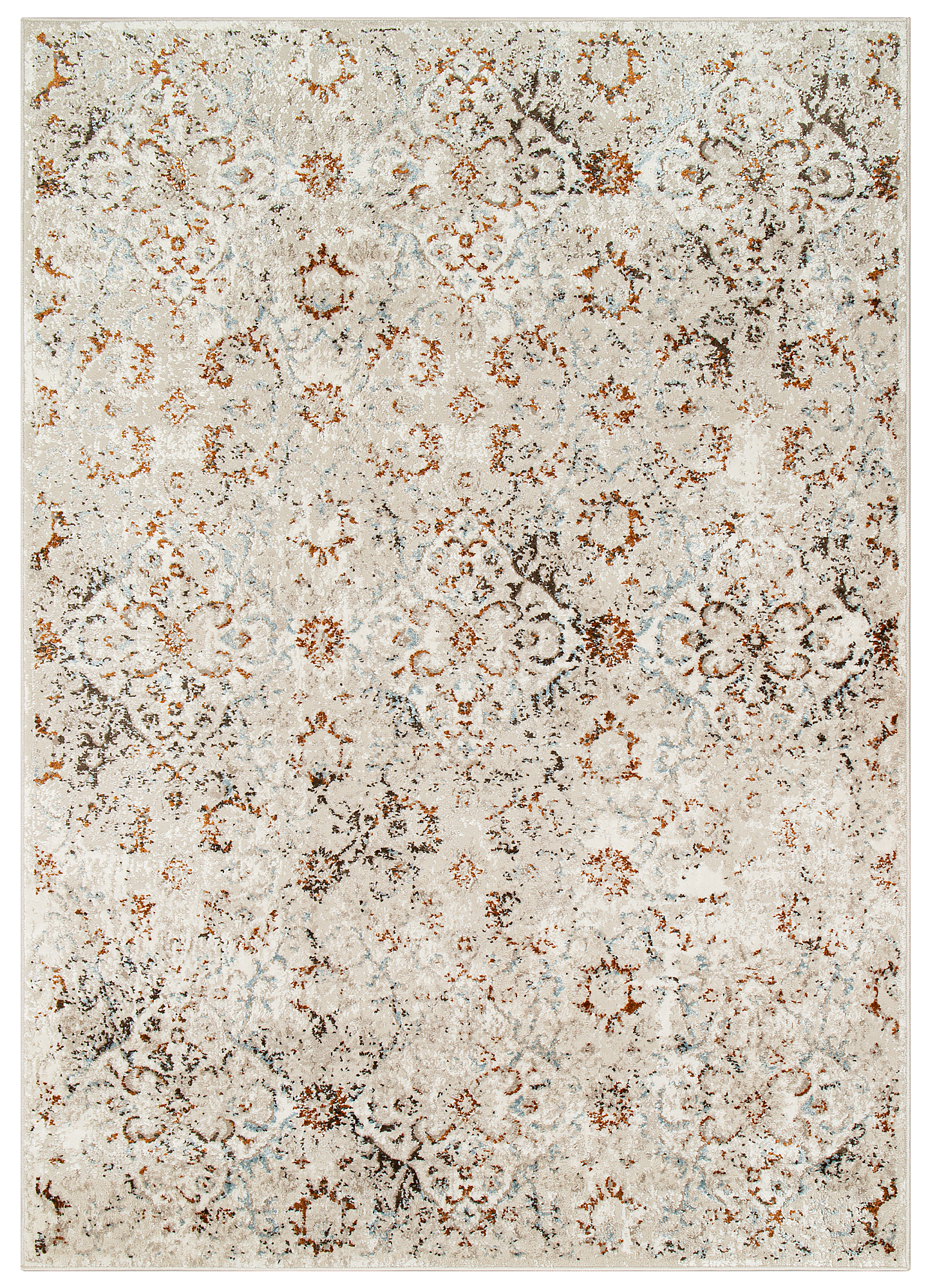 Alfombra de pelo corto clásico patrón floral adorno beige gris salón ECOTEX - Imagen 27 de 33