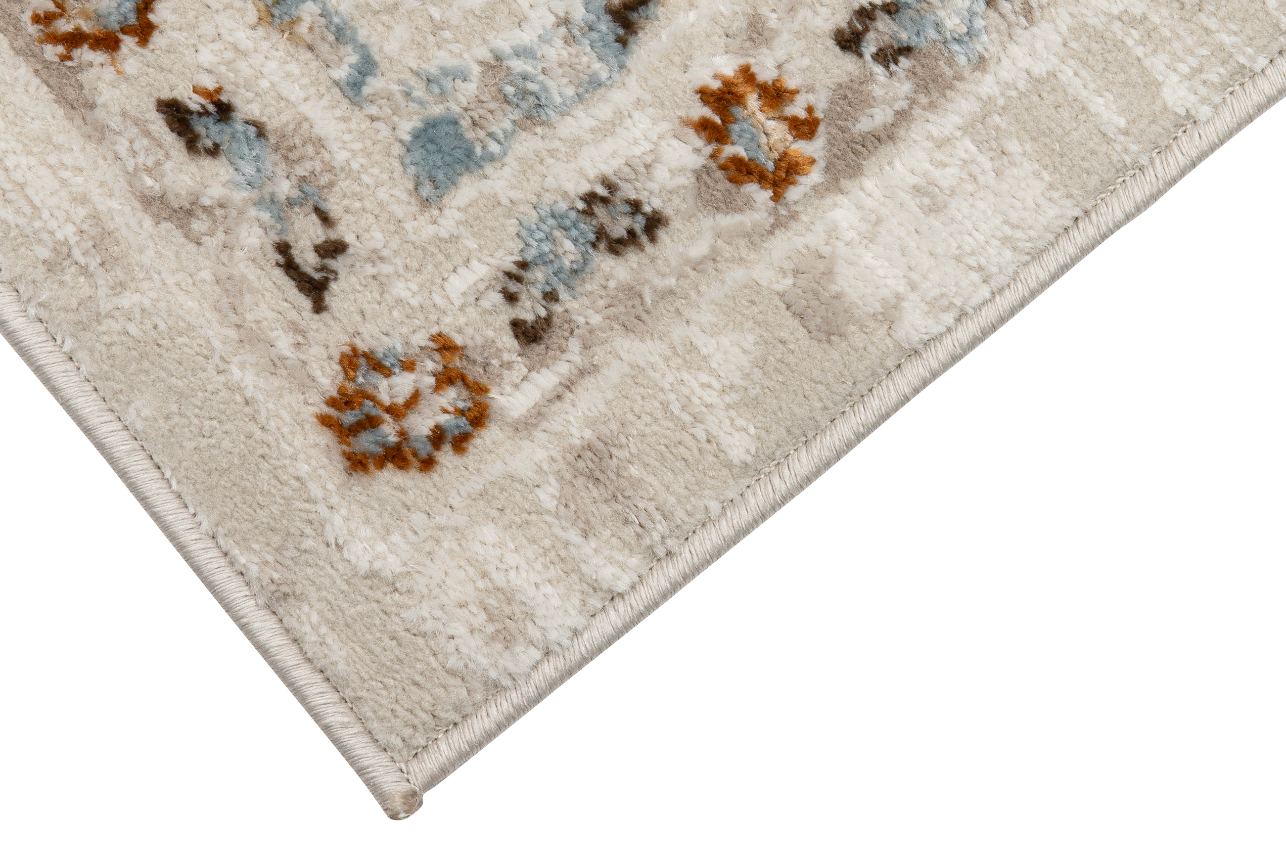 Alfombra de pelo corto clásico patrón floral adorno beige gris salón ECOTEX - Imagen 15 de 33