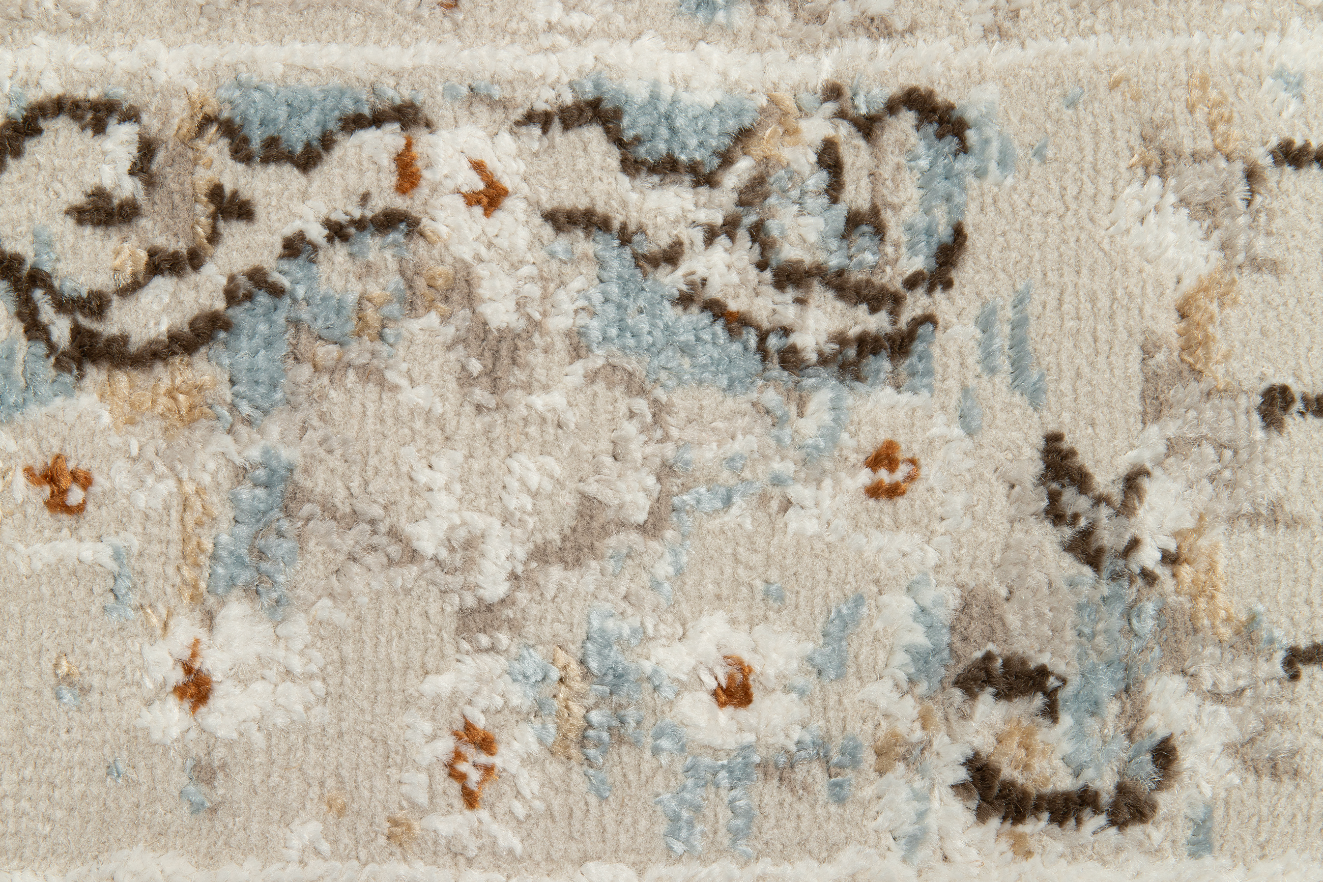 Alfombra de pelo corto clásico patrón floral adorno beige gris salón ECOTEX - Imagen 12 de 33