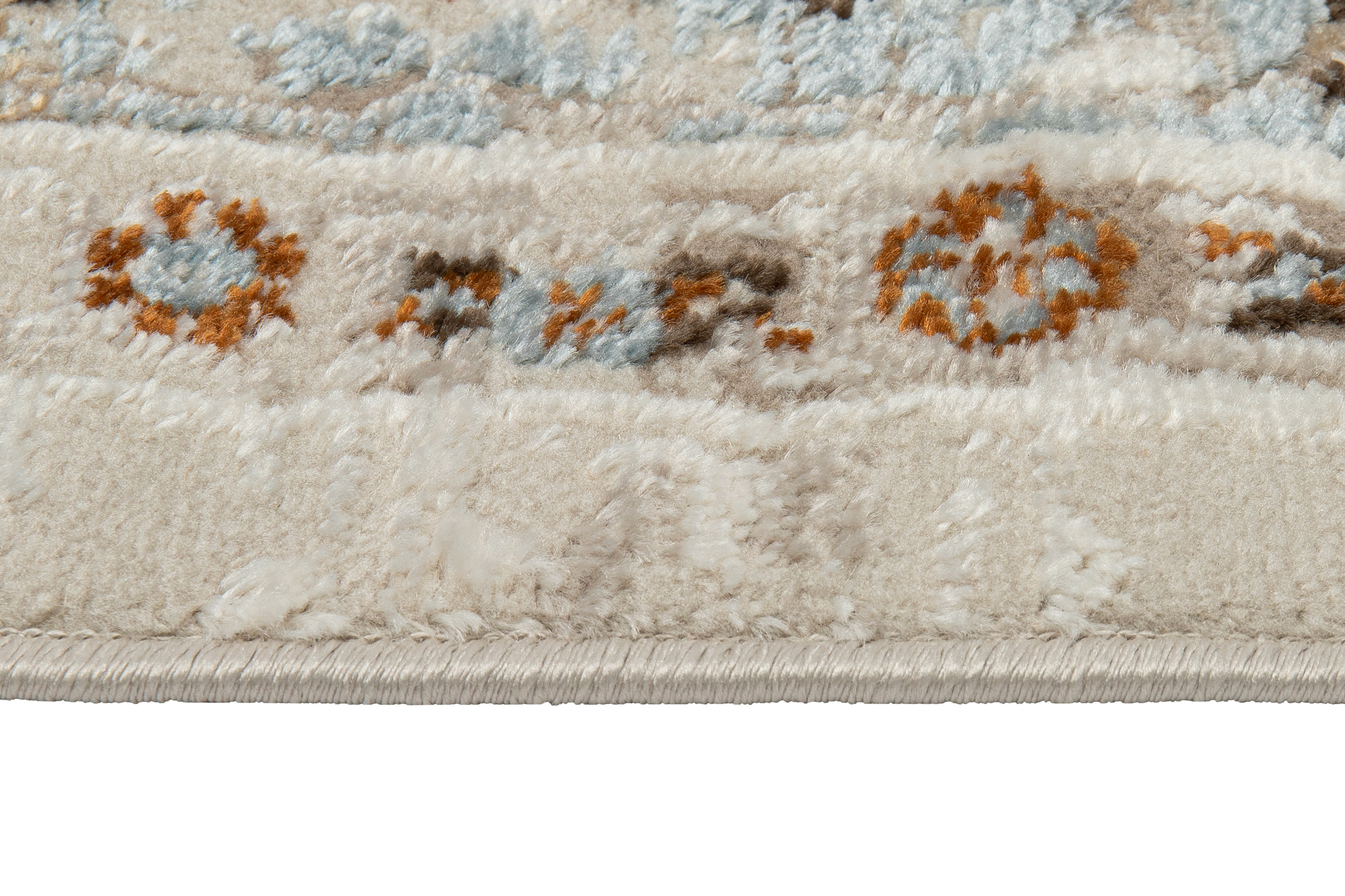 Alfombra de pelo corto clásico patrón floral adorno beige gris salón ECOTEX - Imagen 14 de 33