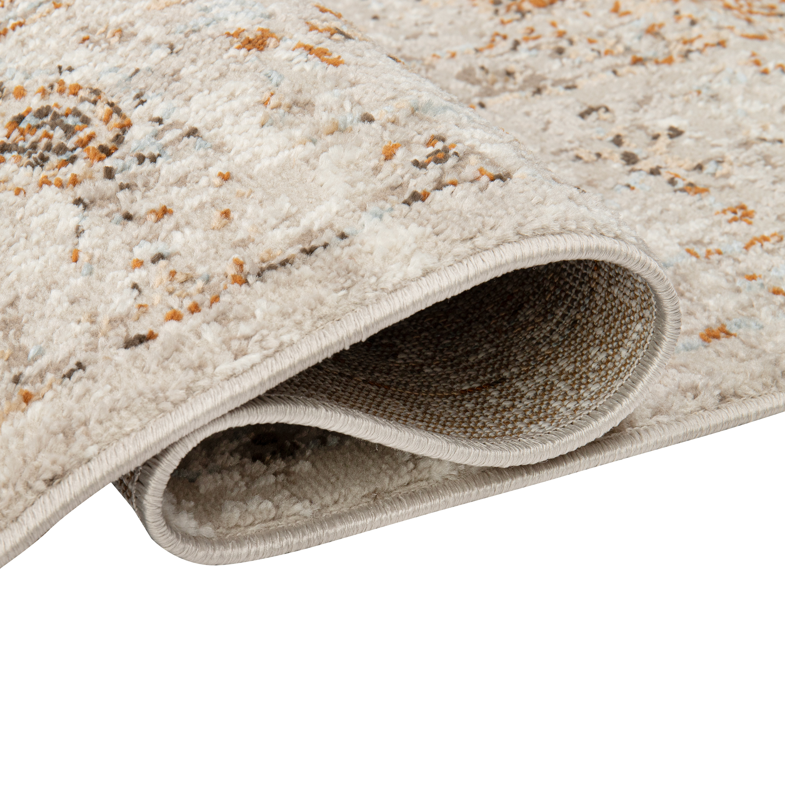 Alfombra de pelo corto clásico patrón floral adorno beige gris salón ECOTEX - Imagen 5 de 33
