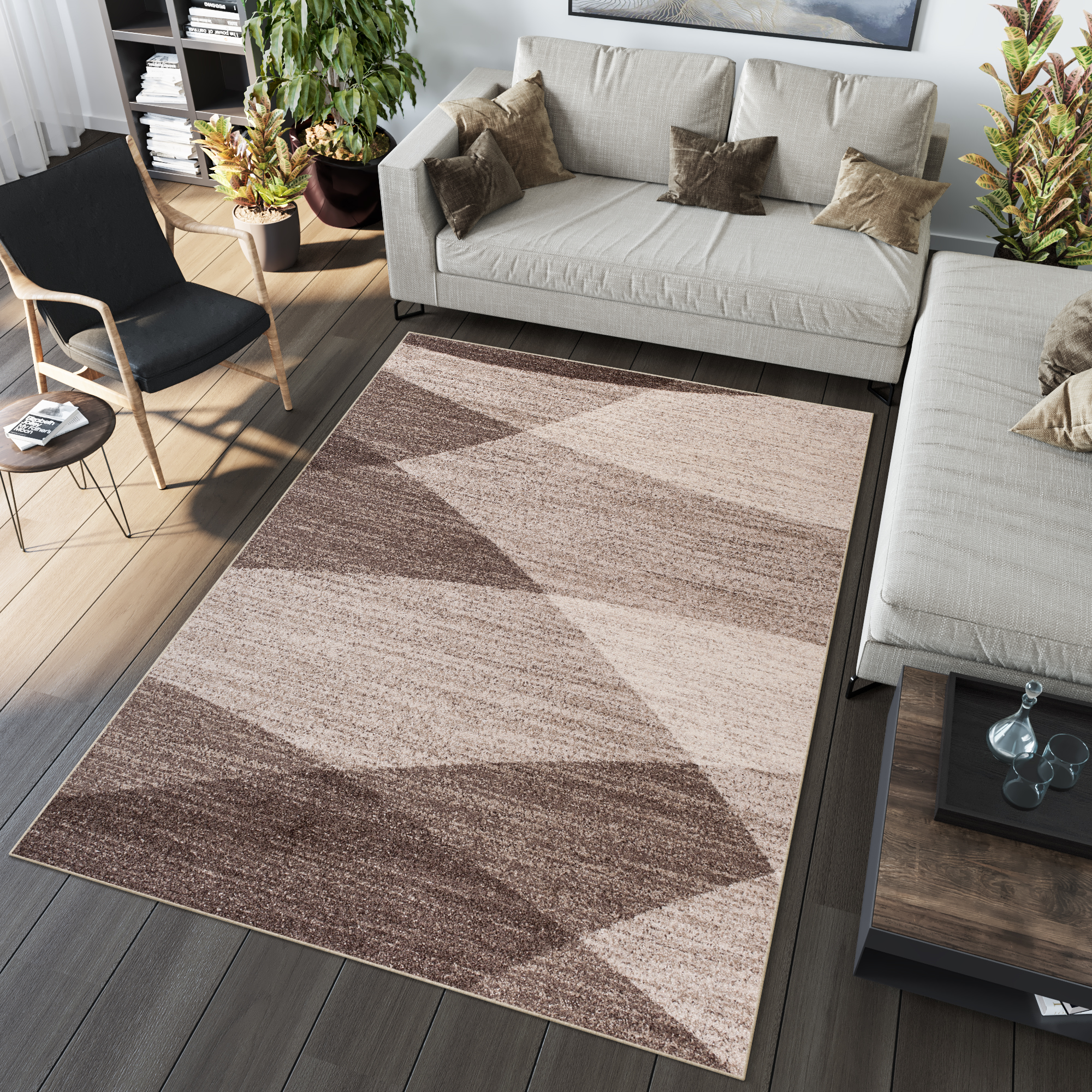 Alfombra de pelo corto moderna melerizada diseño borroso salón dormitorio ecotex - Imagen 2 de 15