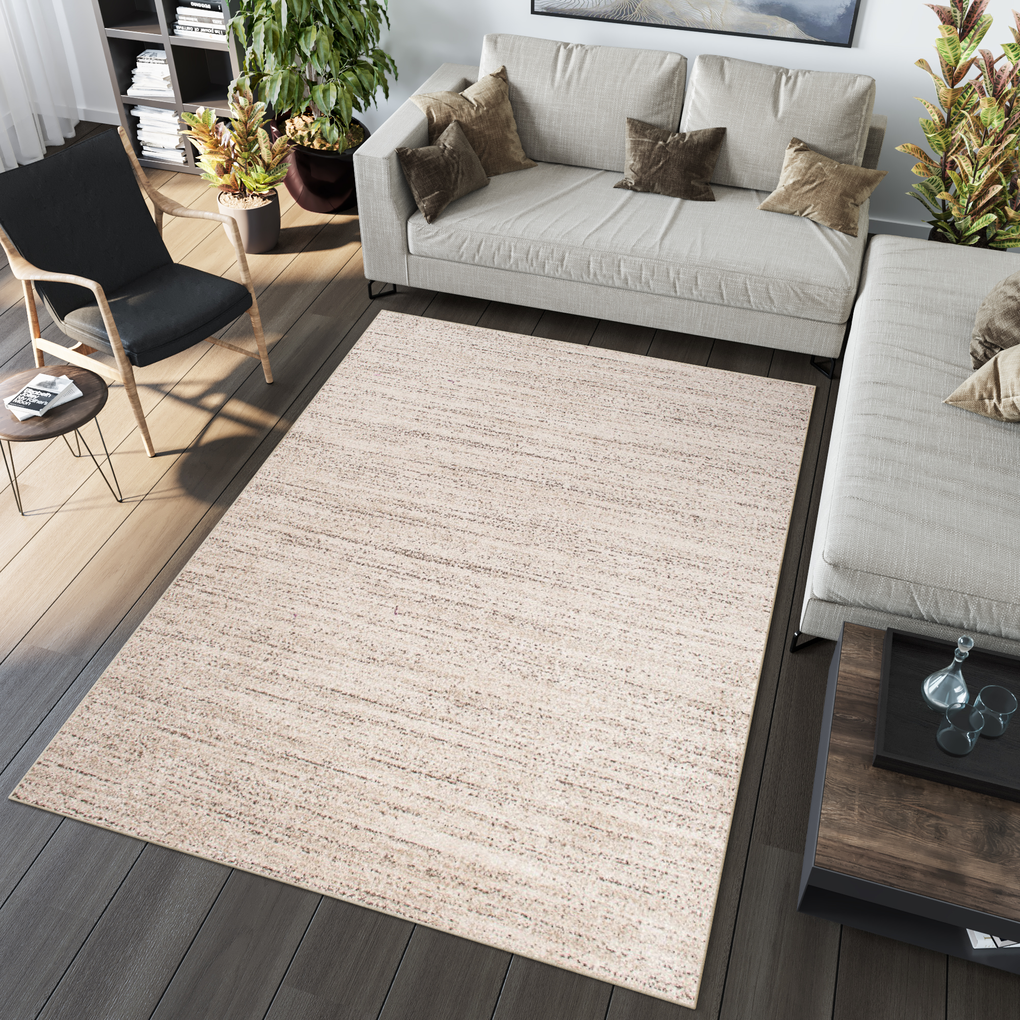 | Verwischt Creme Beige eBay Modern Design Teppich Teppiche Wohnzimmer Meliert Kurzflor
