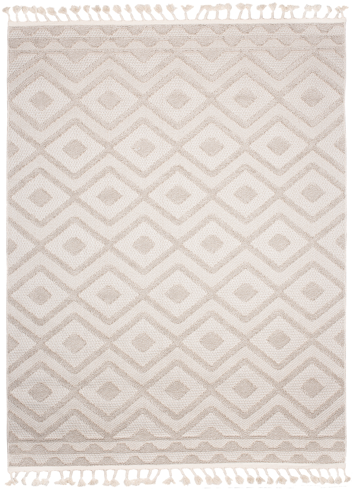 Alfombra Tela Plana 3D Estructura Interior Exterior Beige Flecos Terraza Balcón - Imagen 3 de 11