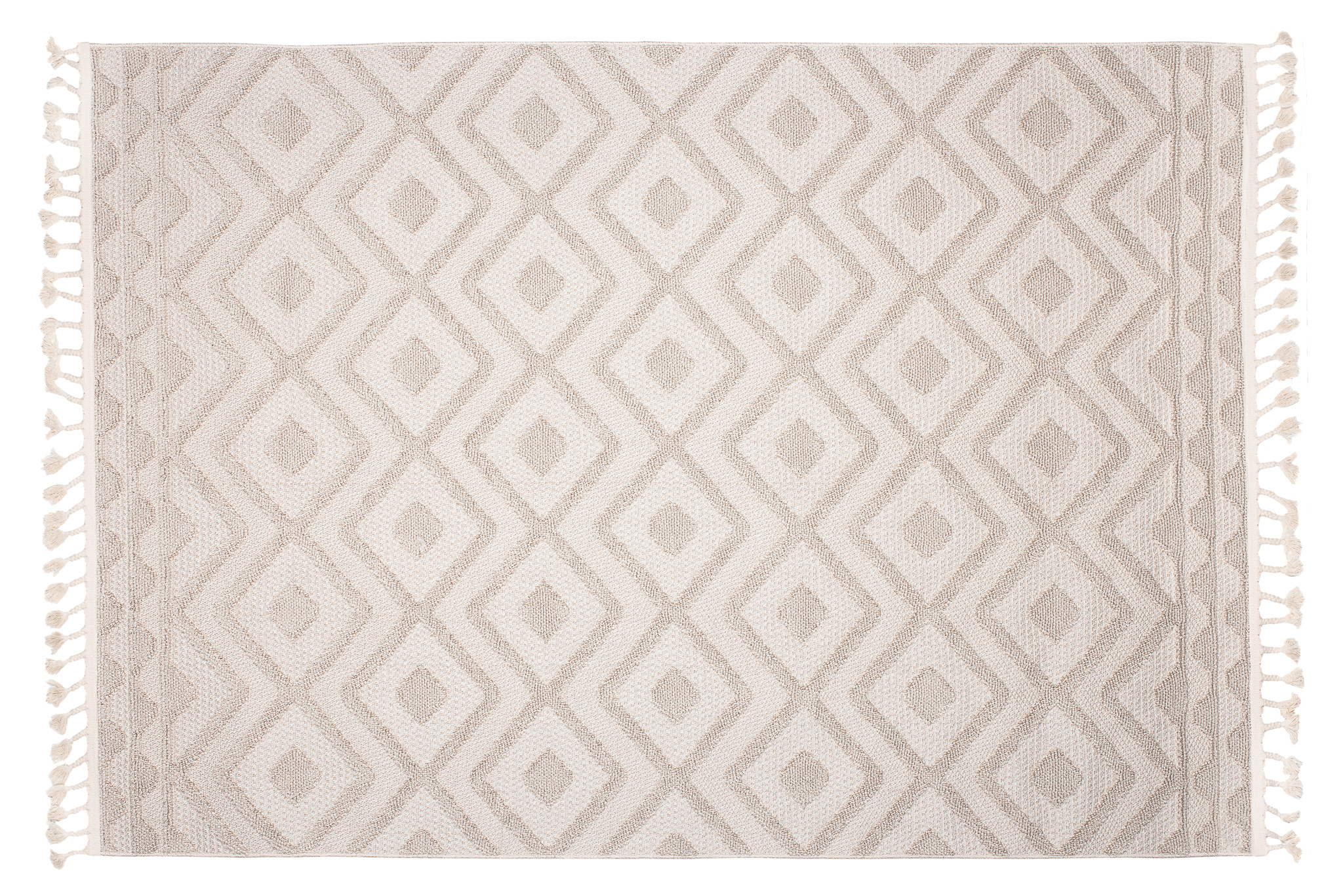 Alfombra Tela Plana 3D Estructura Interior Exterior Beige Flecos Terraza Balcón - Imagen 11 de 11