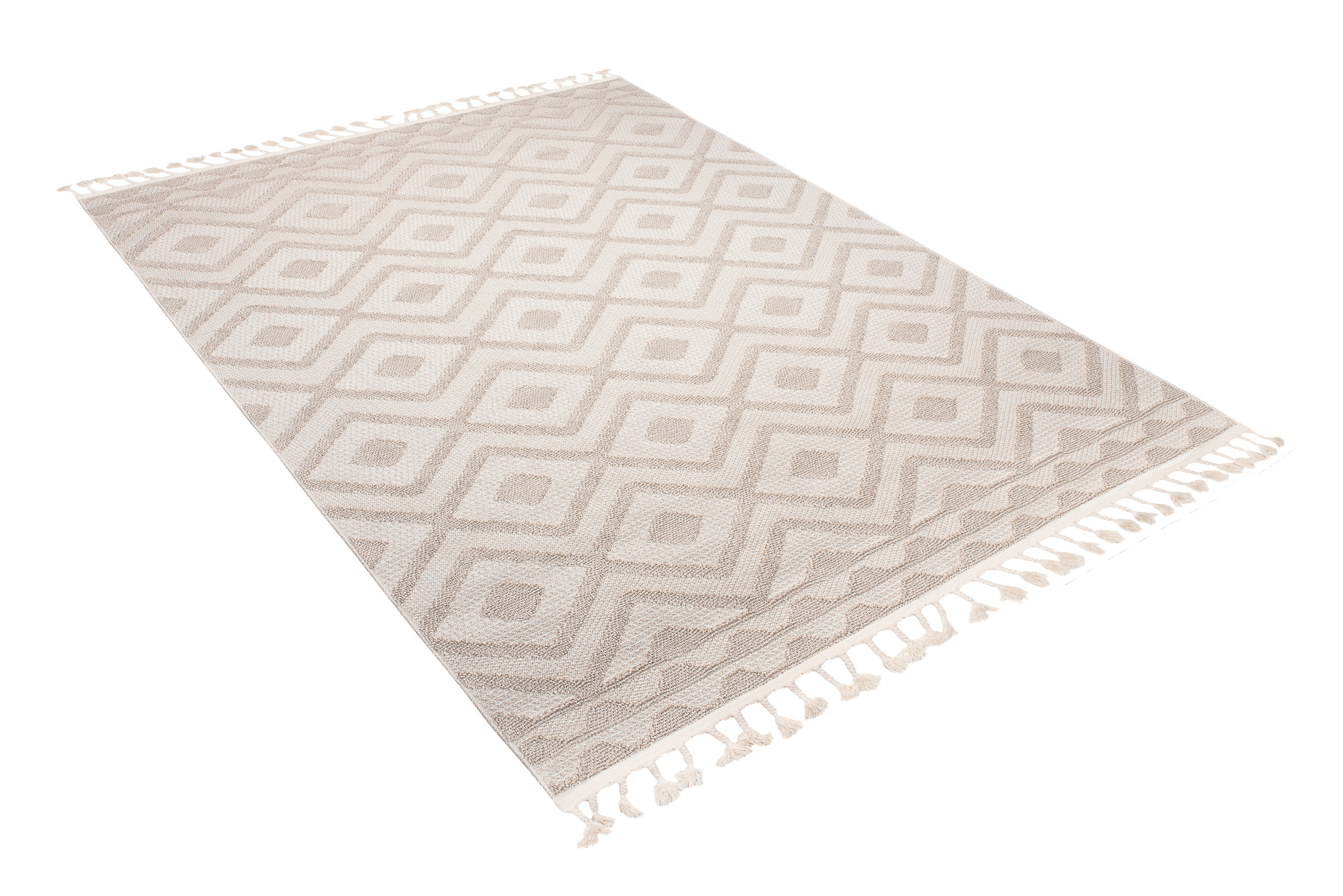 Alfombra Tela Plana 3D Estructura Interior Exterior Beige Flecos Terraza Balcón - Imagen 10 de 11
