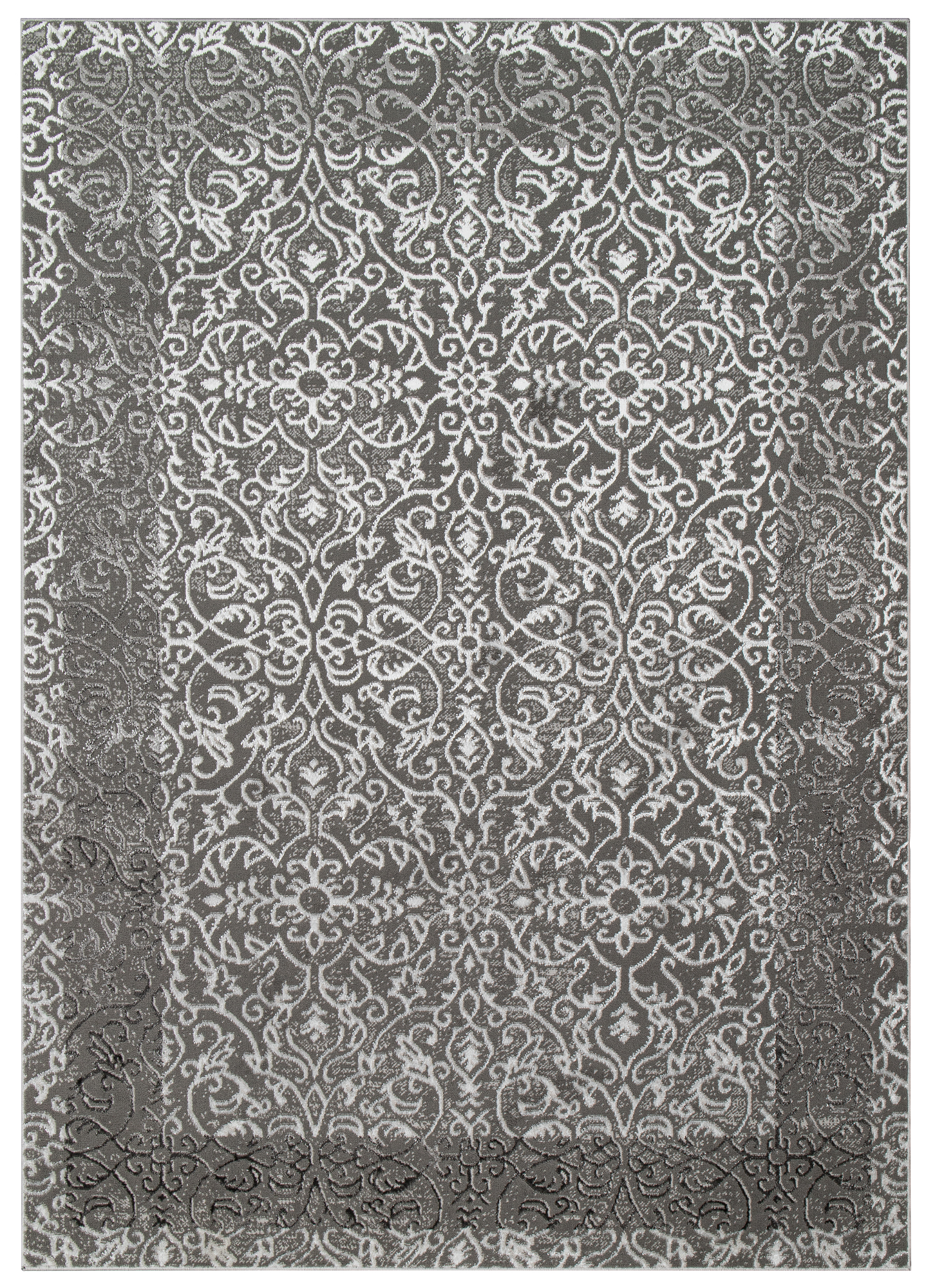 Teppich Kurzflor Grau Beige Glänzend Rahmen Floral Klassisch 3D Effekt ÖKOTEX - Bild 3 von 25