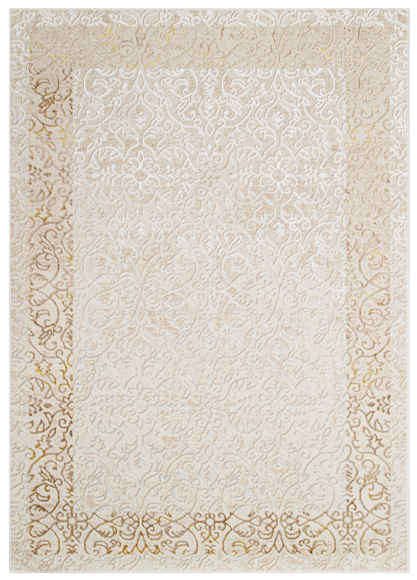 Teppich Kurzflor Grau Beige Glänzend Rahmen Floral Klassisch 3D Effekt ÖKOTEX - Bild 9 von 25